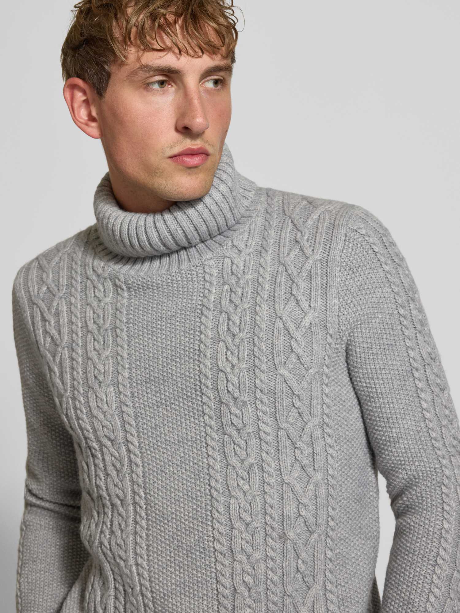 Superdry Herren Gris Pullover Mit Rollkragen Jacob Cable - Bild 5