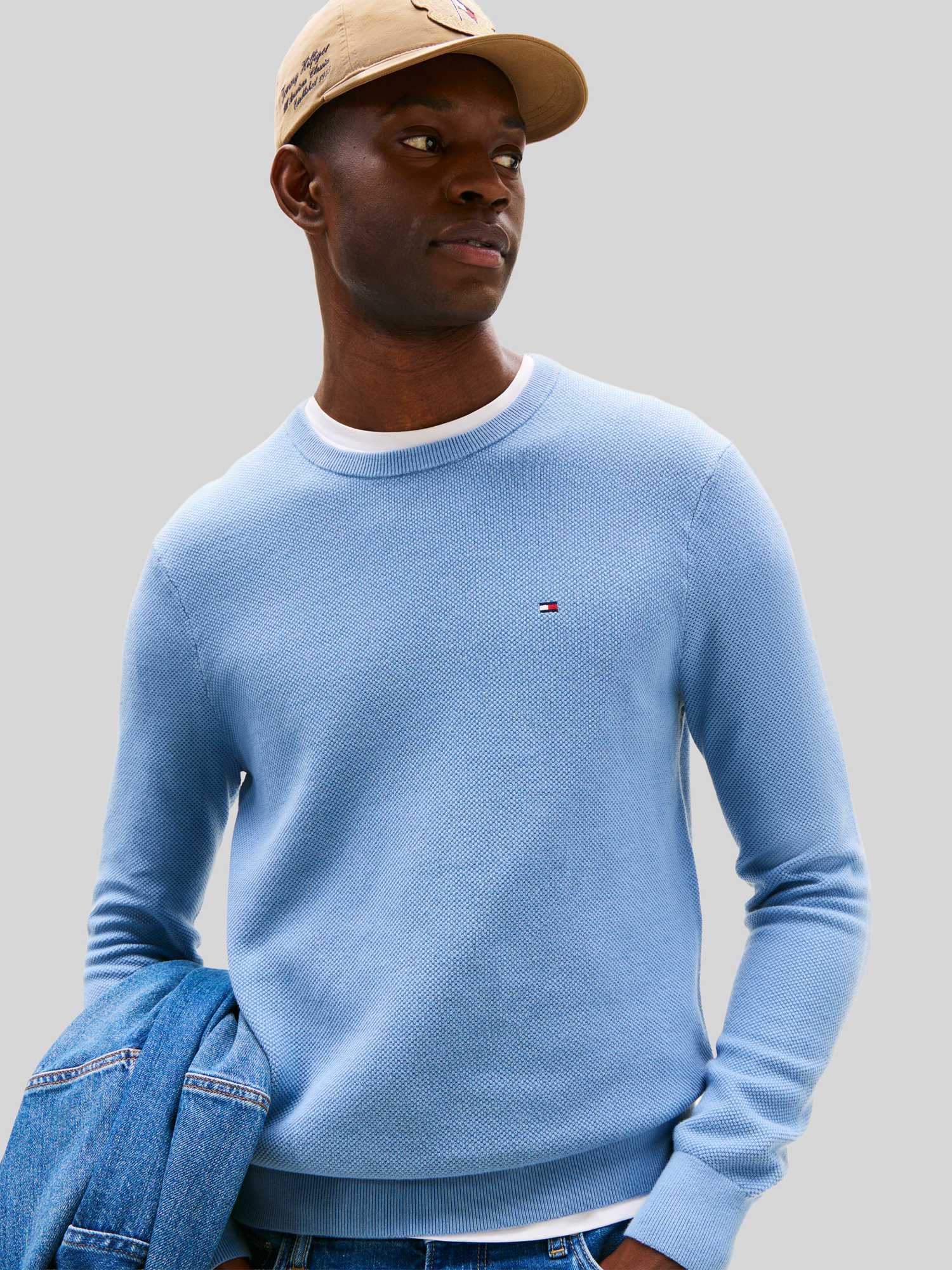 Tommy Hilfiger Herren Hellblau Pullover Essential Mw0mw36347 Himmelblau Regular Fit - Bild 3