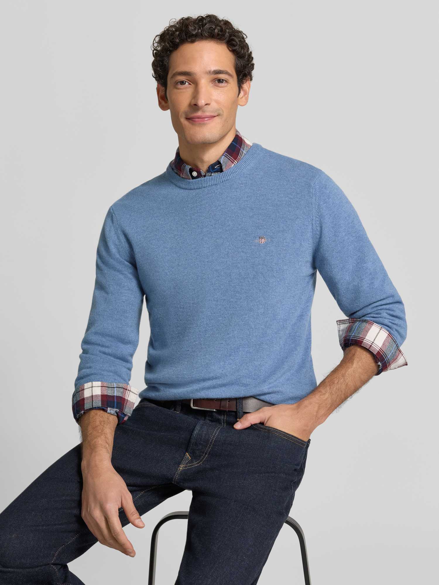 Gant Pullover Lammwolle Horizon Blue Hellblau Blau Größe XL - Bild 5