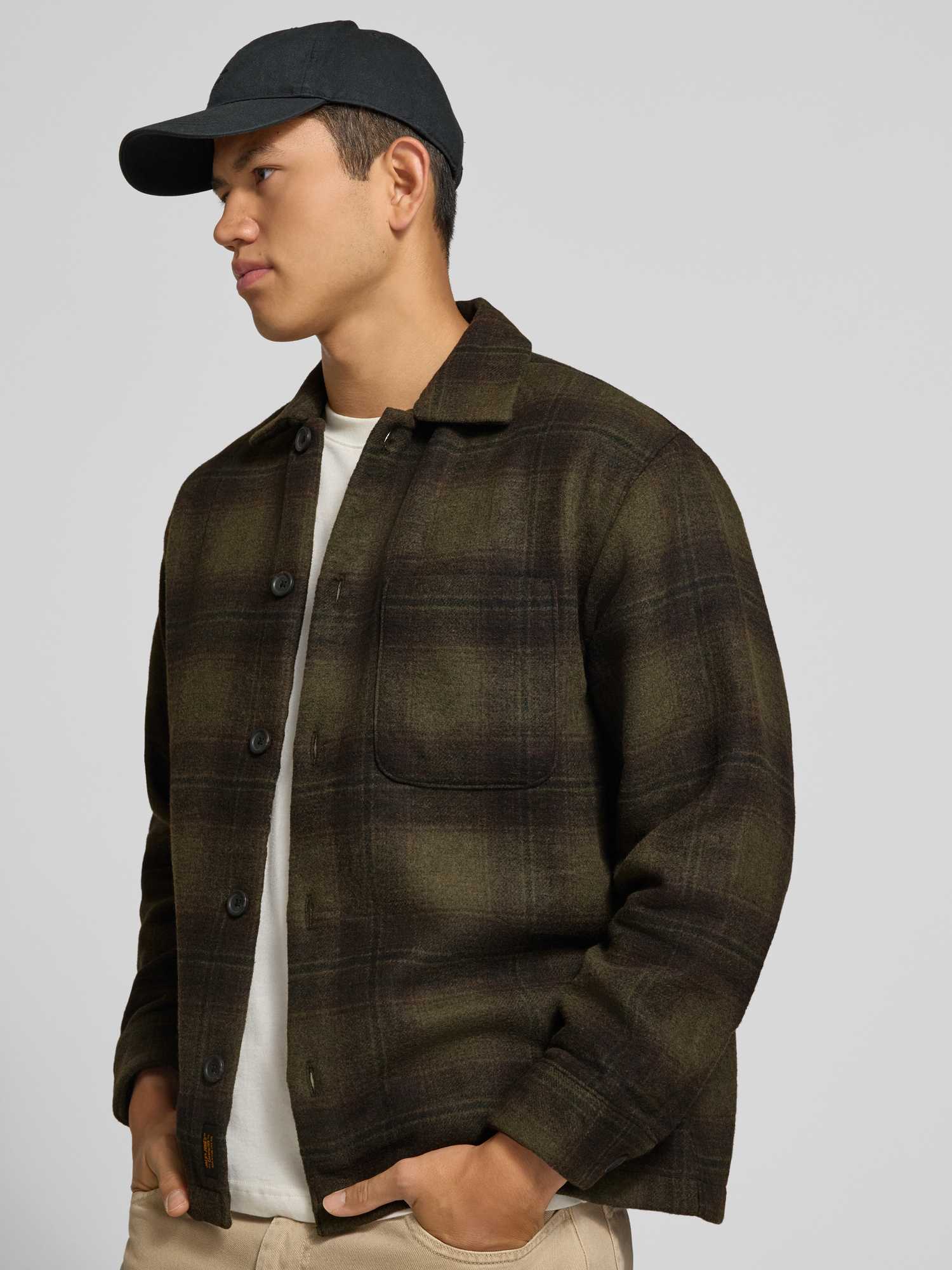 Jack & Jones Herren Grün Langarmhemd "Jjesoho Ollie Overshirt Ls Sn", Gr. S, N-Gr, Olive Night Checks:check, Web, Obermaterial: 80% Polyester, 15% Poly... - Bild 2