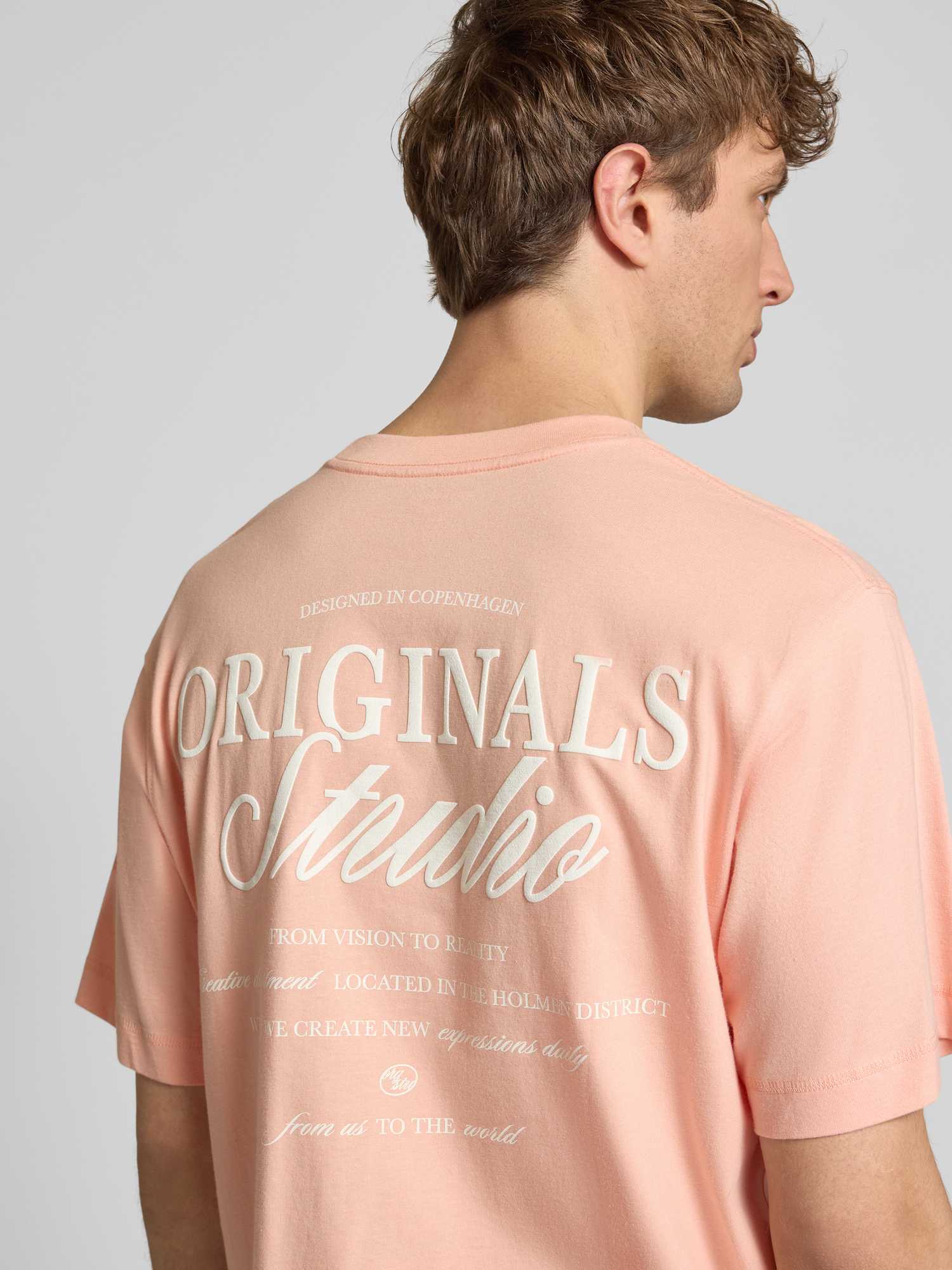 Jack&Jones - Jornorrebro Typo Tee Ss Crew Neck Noos Peach Melba - Gr. - L - Bild 3