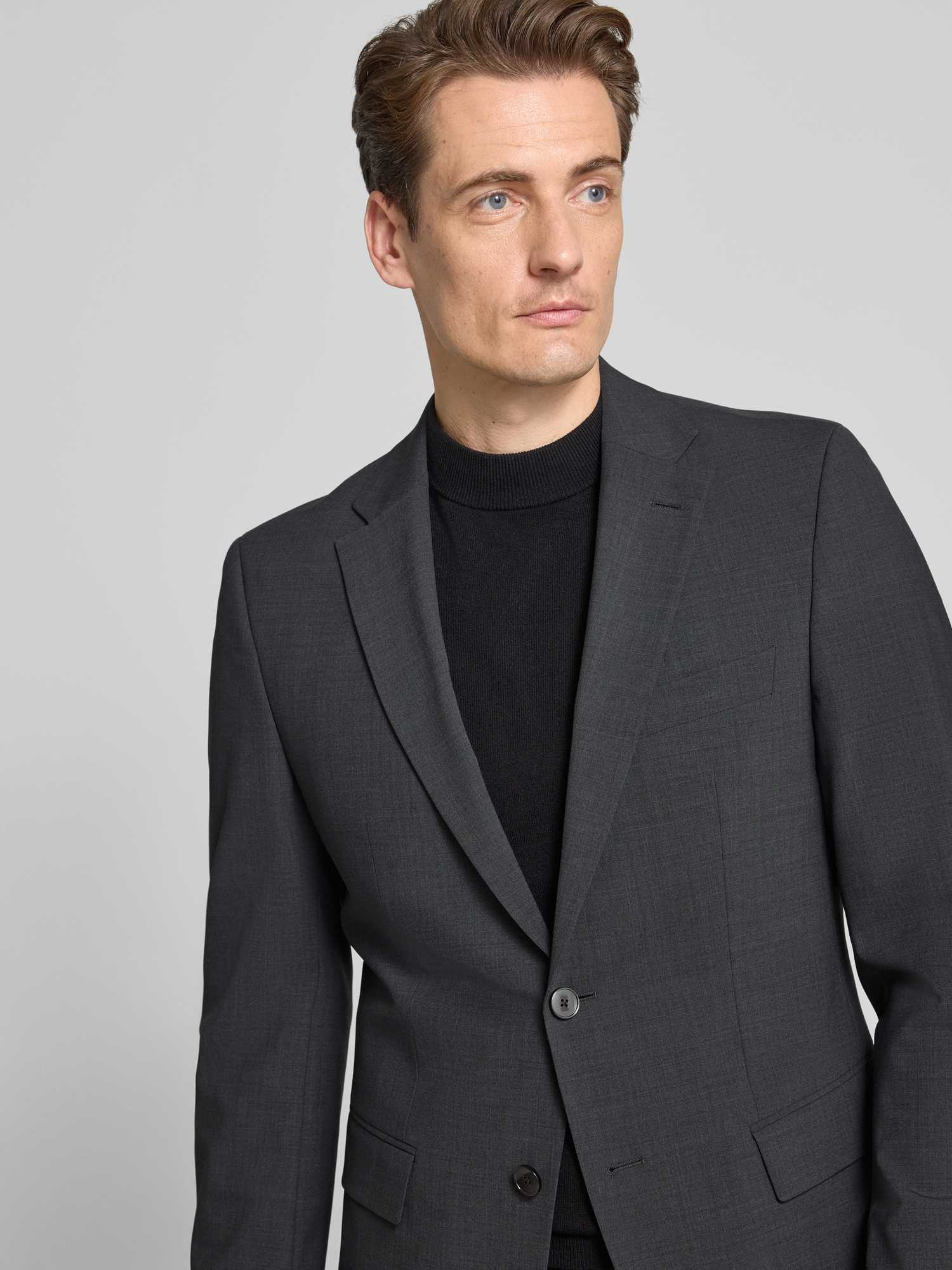 VAN GRAAF Boss Herren Anthrazit Baukasten-Schurwoll-Sakko Slim Fit Schurwolle Grau, Größe 102 - Bild 4