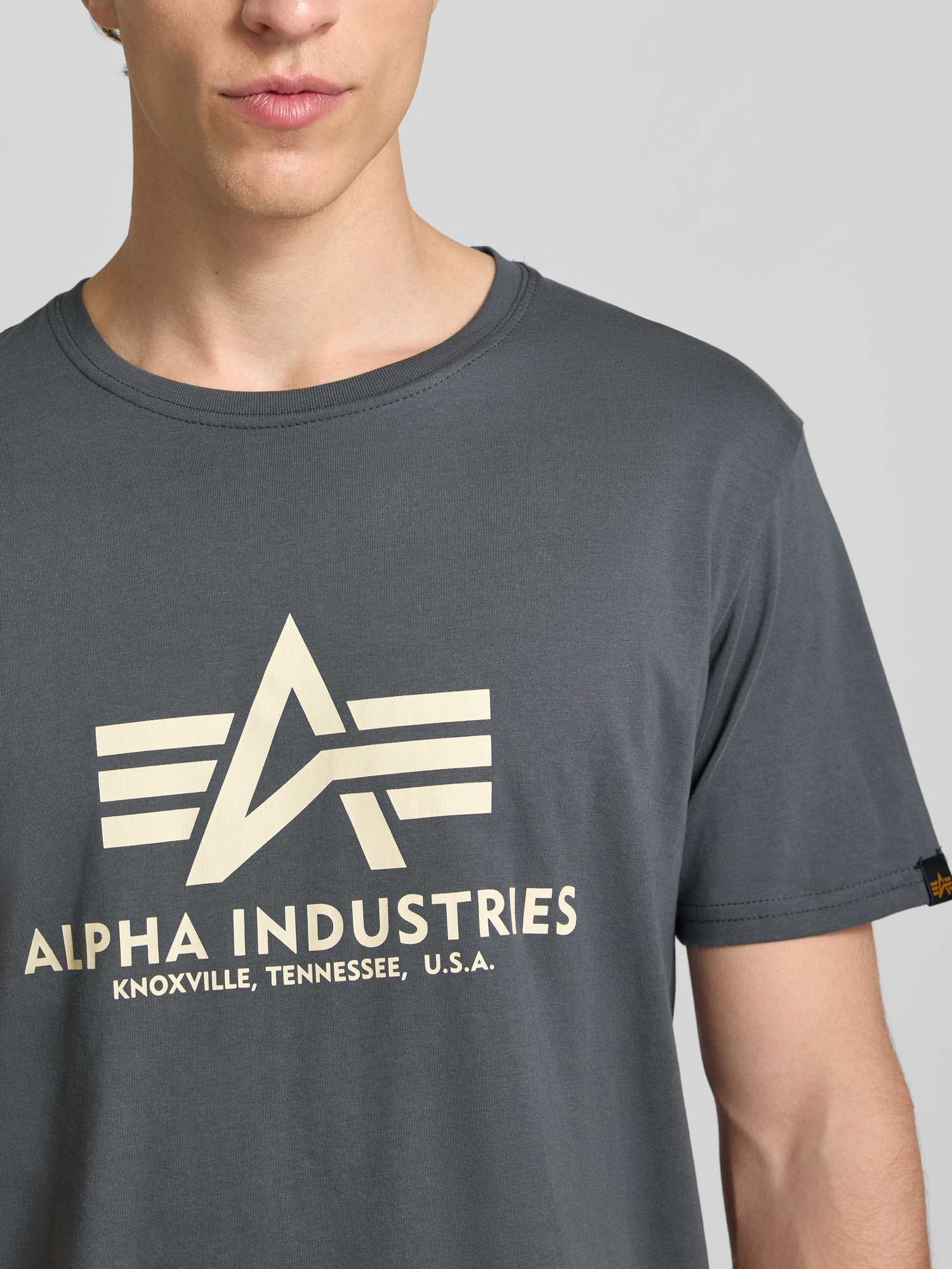 Alpha Industries Herren Grau T-Shirt Baumwolle - Bild 7