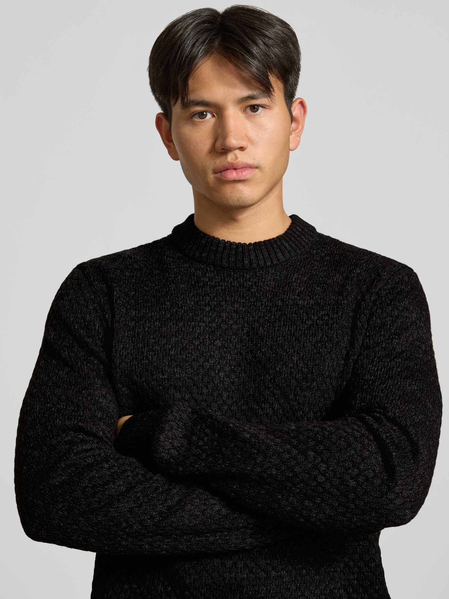 Jack & Jones Herren Grau Strukturierter Pullover In Dunkel - Bild 3