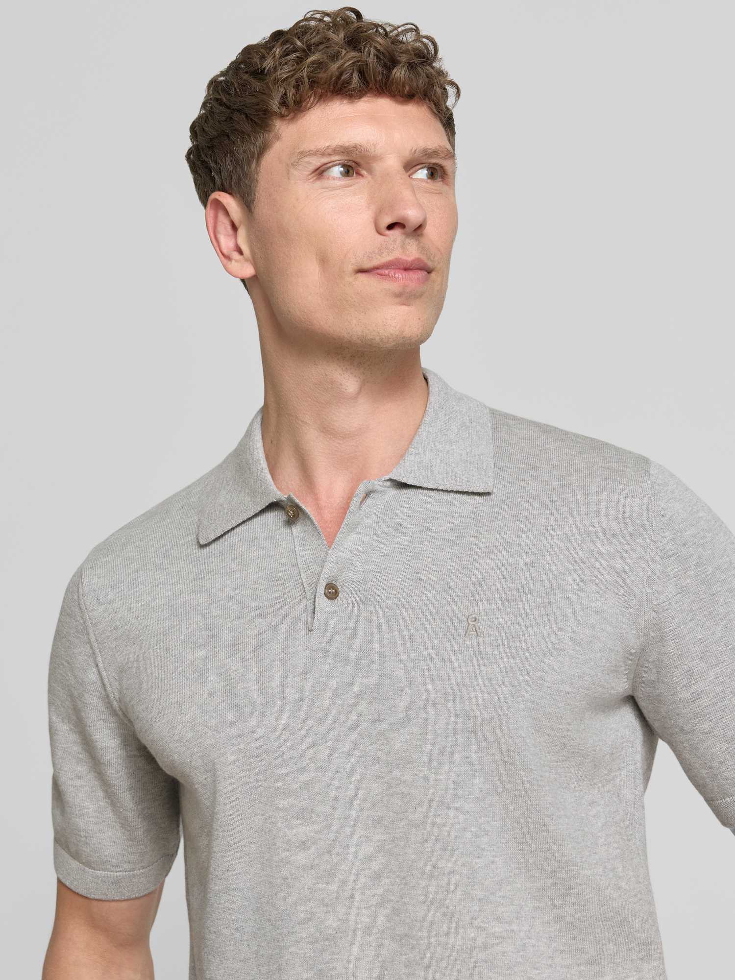 ARMEDANGELS Herren Poloshirt M Hellgrau 100% Bio-Baumwolle - Bild 2