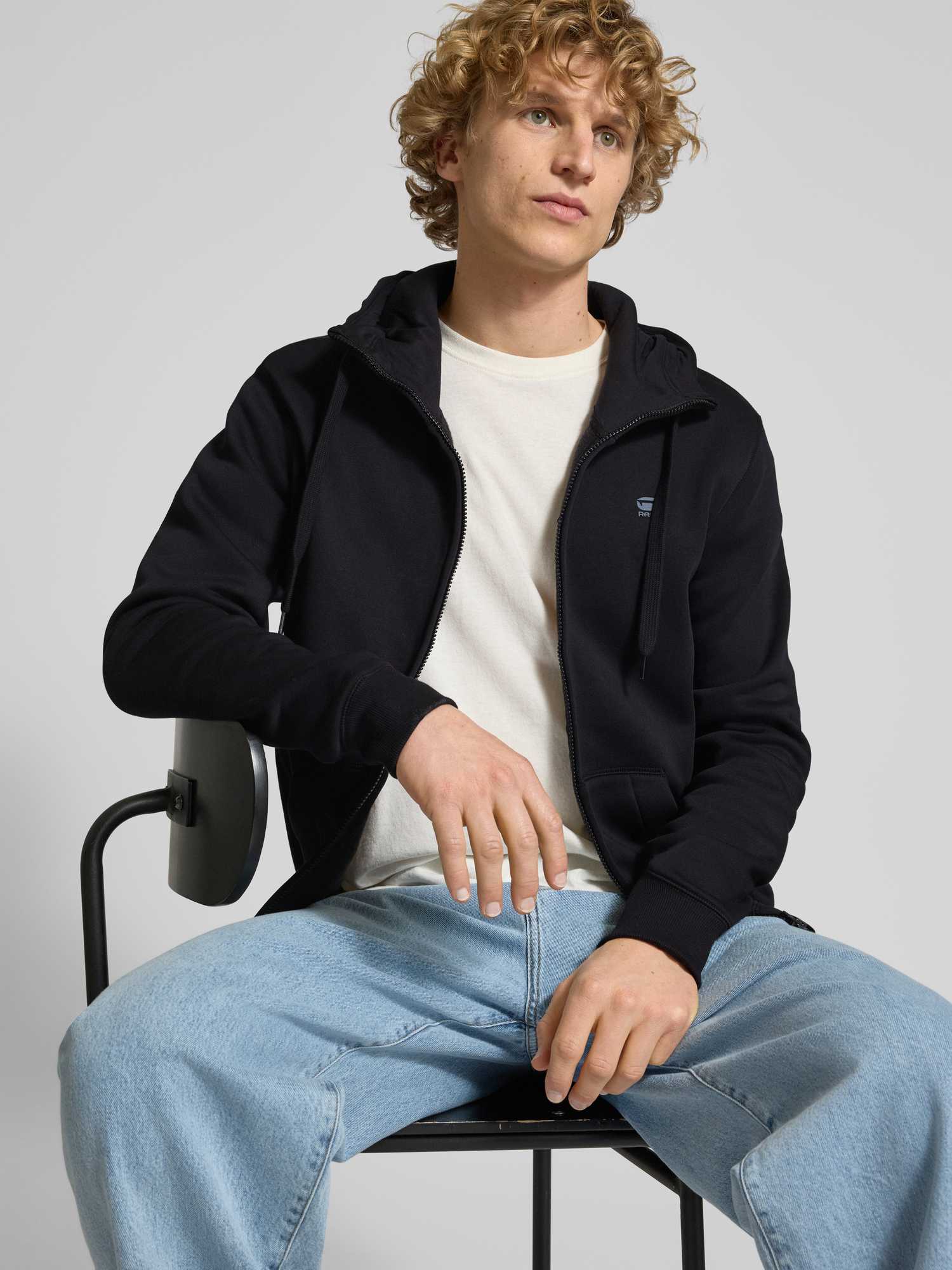 G-Star Raw Herren Schwarz Kapuzensweatjacke G-Star "Premium Basic Hooded Zip Sweater", Gr. S (44/46), (Dunkel ), Angeraute Sweatware, Obermaterial: 55... - Bild 5