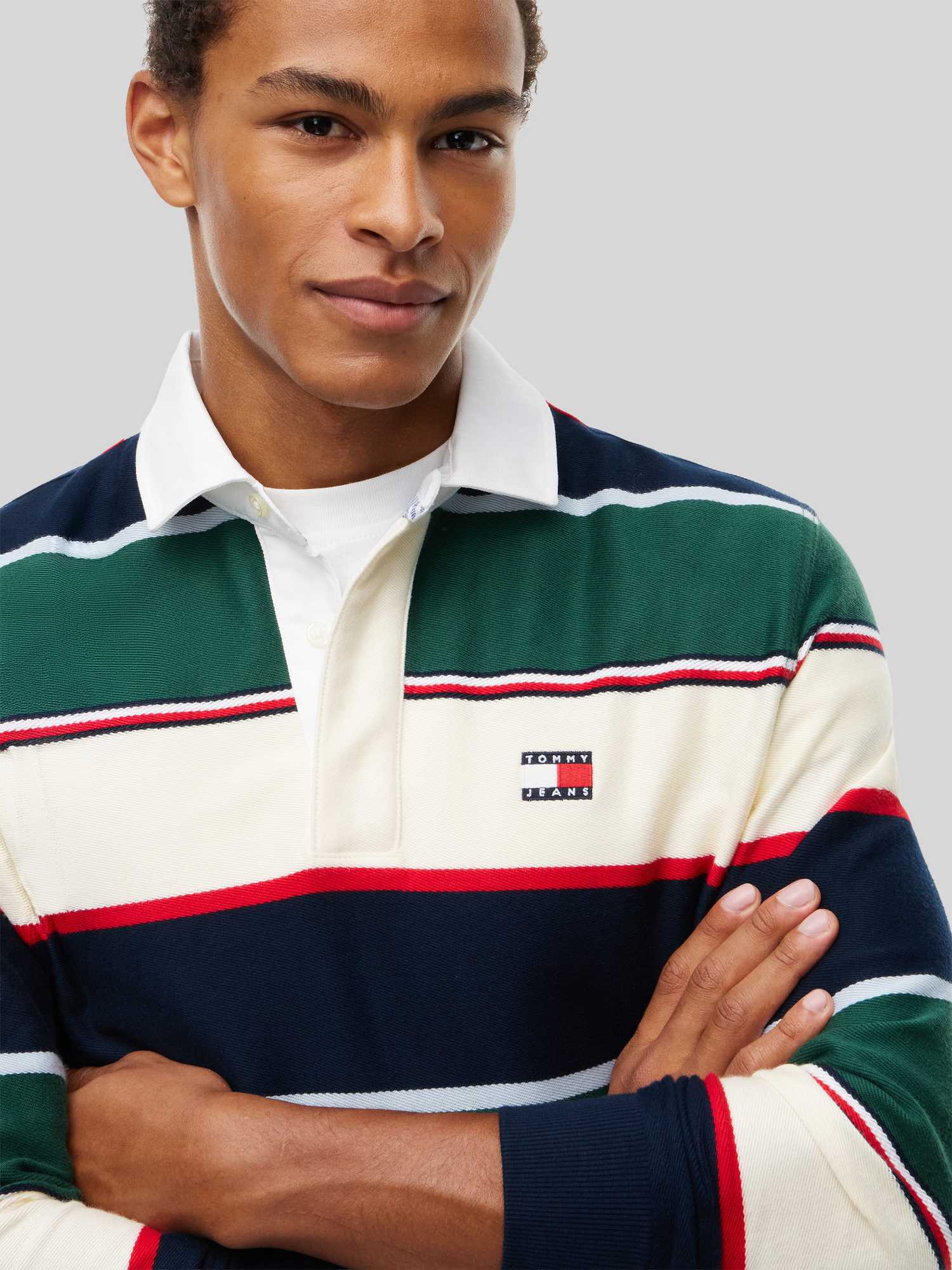 Tommy Jeans Herren Grün Rugbyshirt "Tjm Relaxed Varsity Stripe Rugby", Gr. Xl, Bunt (Velvet Stripe), Jersey, Obermaterial: 100% Baumwolle, Relaxed... - Bild 5