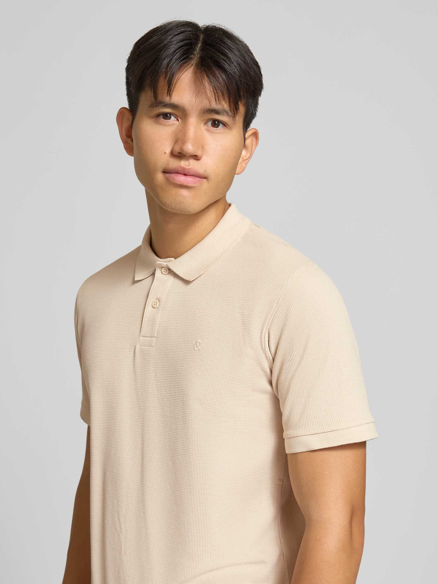 Jack & Jones Herren Weiß – Polohemd In Creme Mit Waffelstruktur - Bild 4
