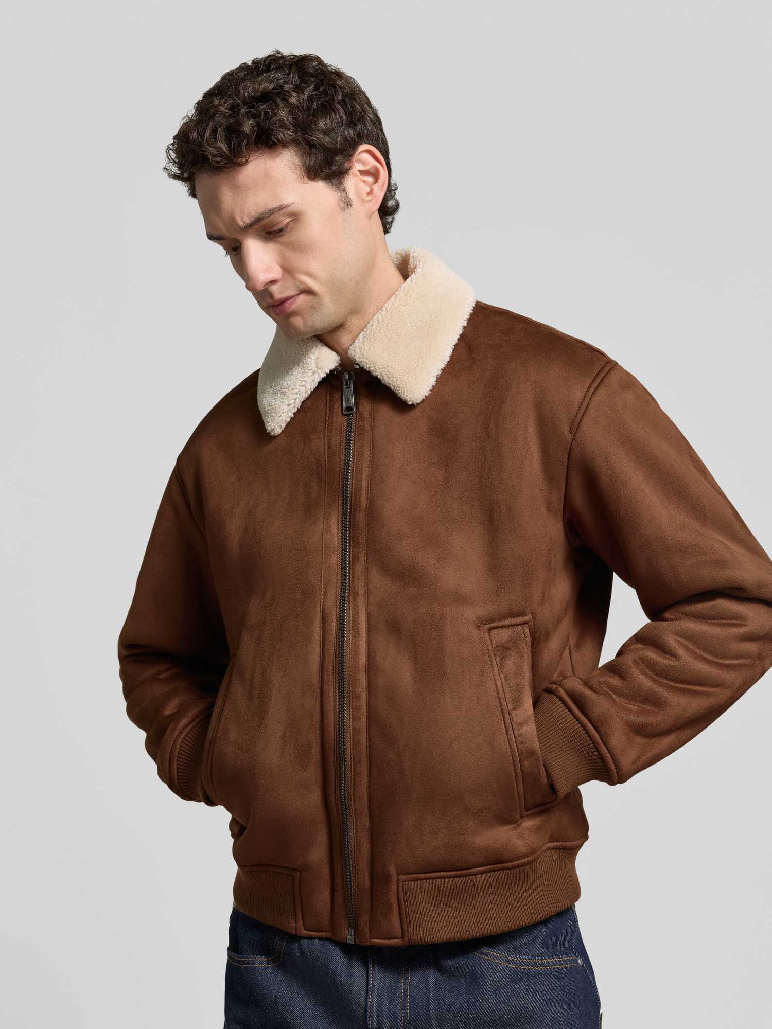 JACK & JONES Premium Herren Bomberjacke in Cognac aus Polyester in Größe XXL - Bild 4