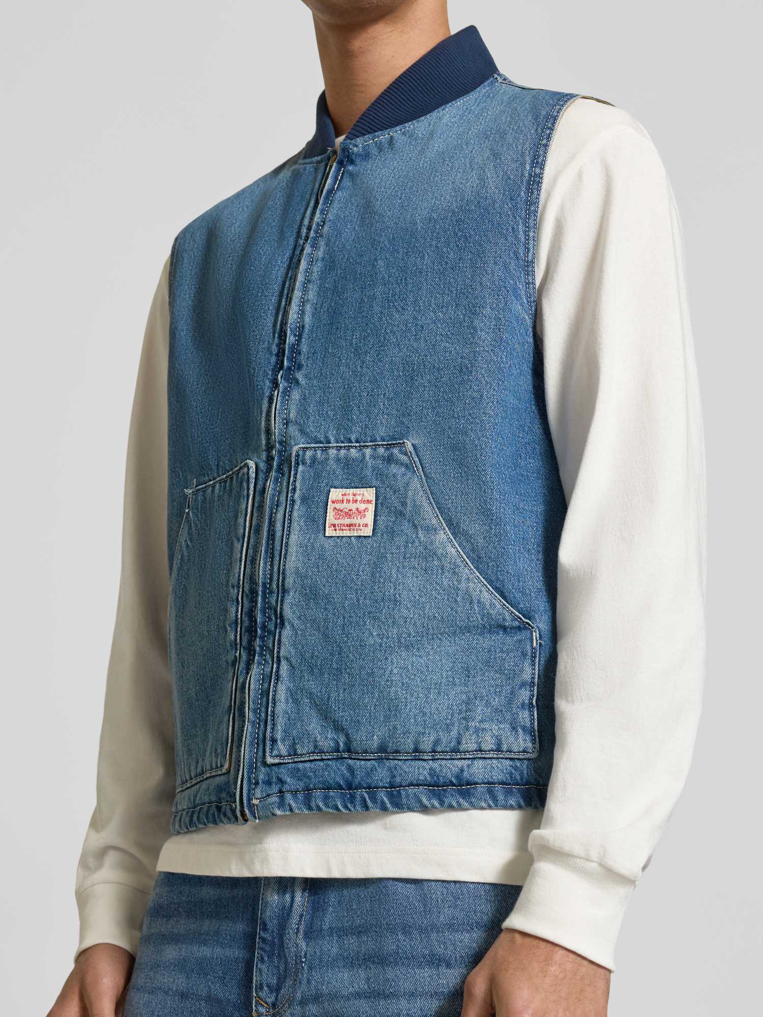 Levi's Herren Blau Jeansweste "Sansome", Gr. L, (Sunburnt Vest), Denim/Jeans, Obermaterial: 100% Baumwolle, Hüftbedeckend, Rundhals, Westen, Mit R... - Bild 3