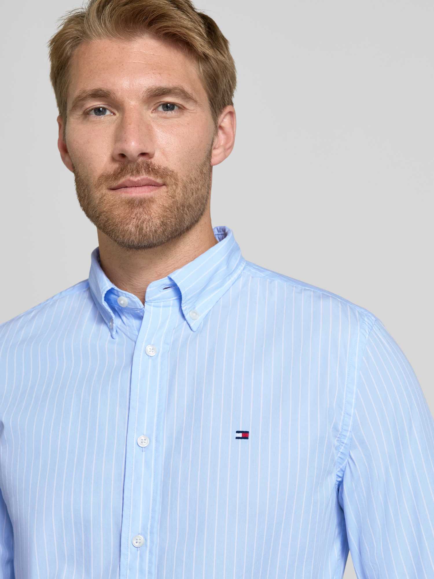 Tommy Hilfiger Popelinehemd Stripe Blue Hellblau Blau Größe XL - Bild 5