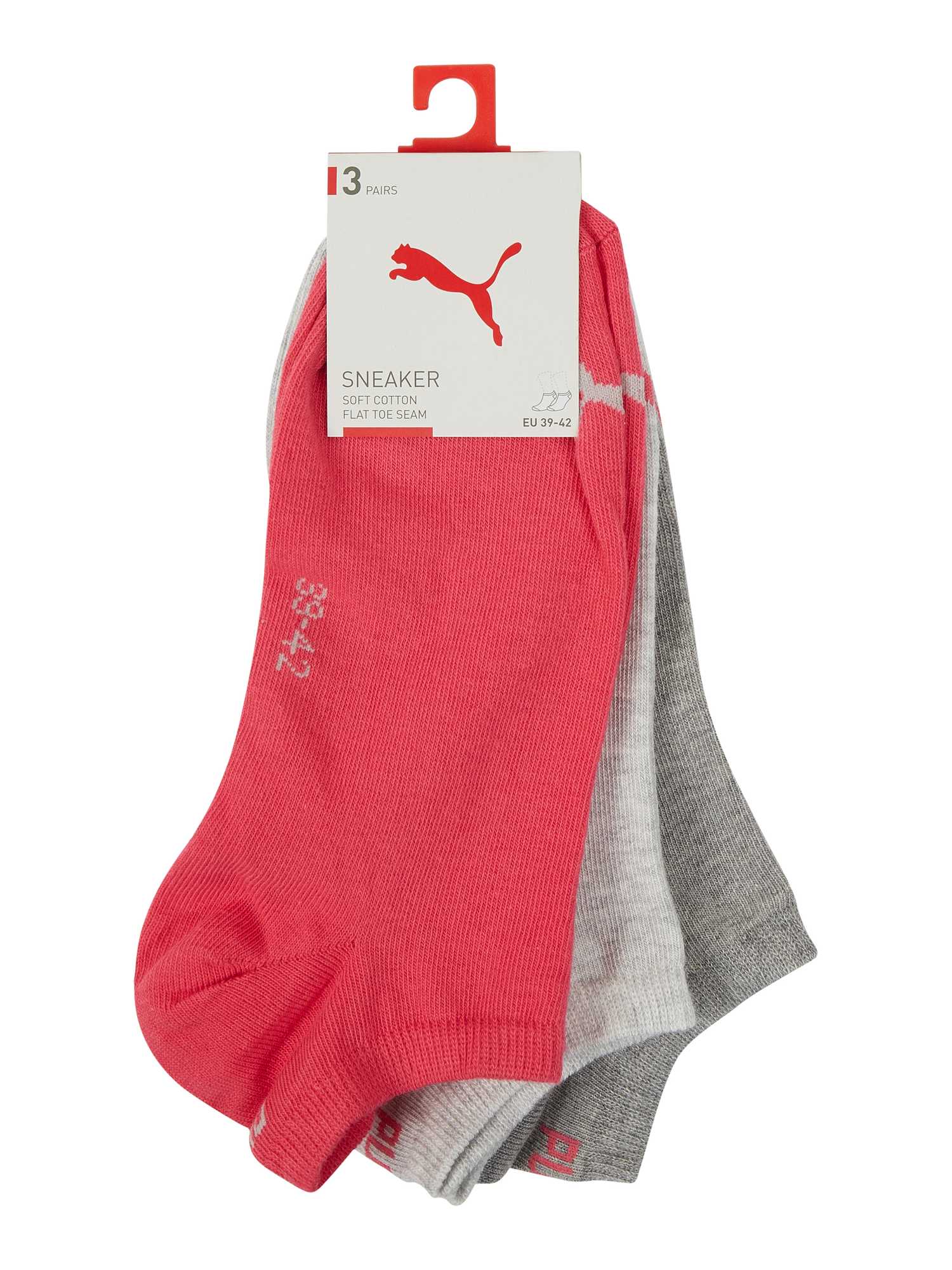 Puma Herren Pink Grau Sneakersocken "Socken Sneaker Plain 3P 3Er Pack" von Baur - Bild 3