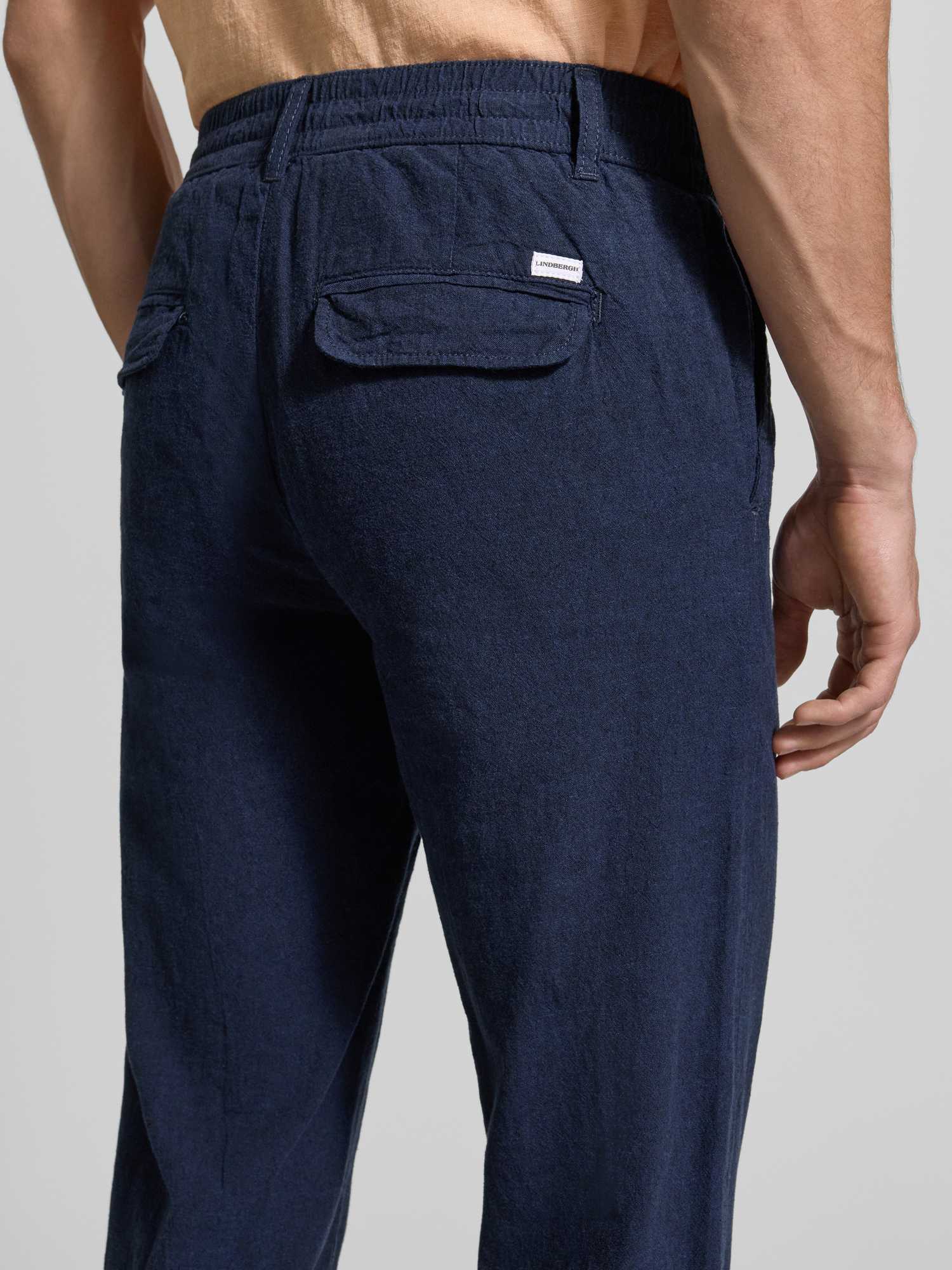 Lindbergh Herren Leinenhose Regular Fit Marine L - Bild 2