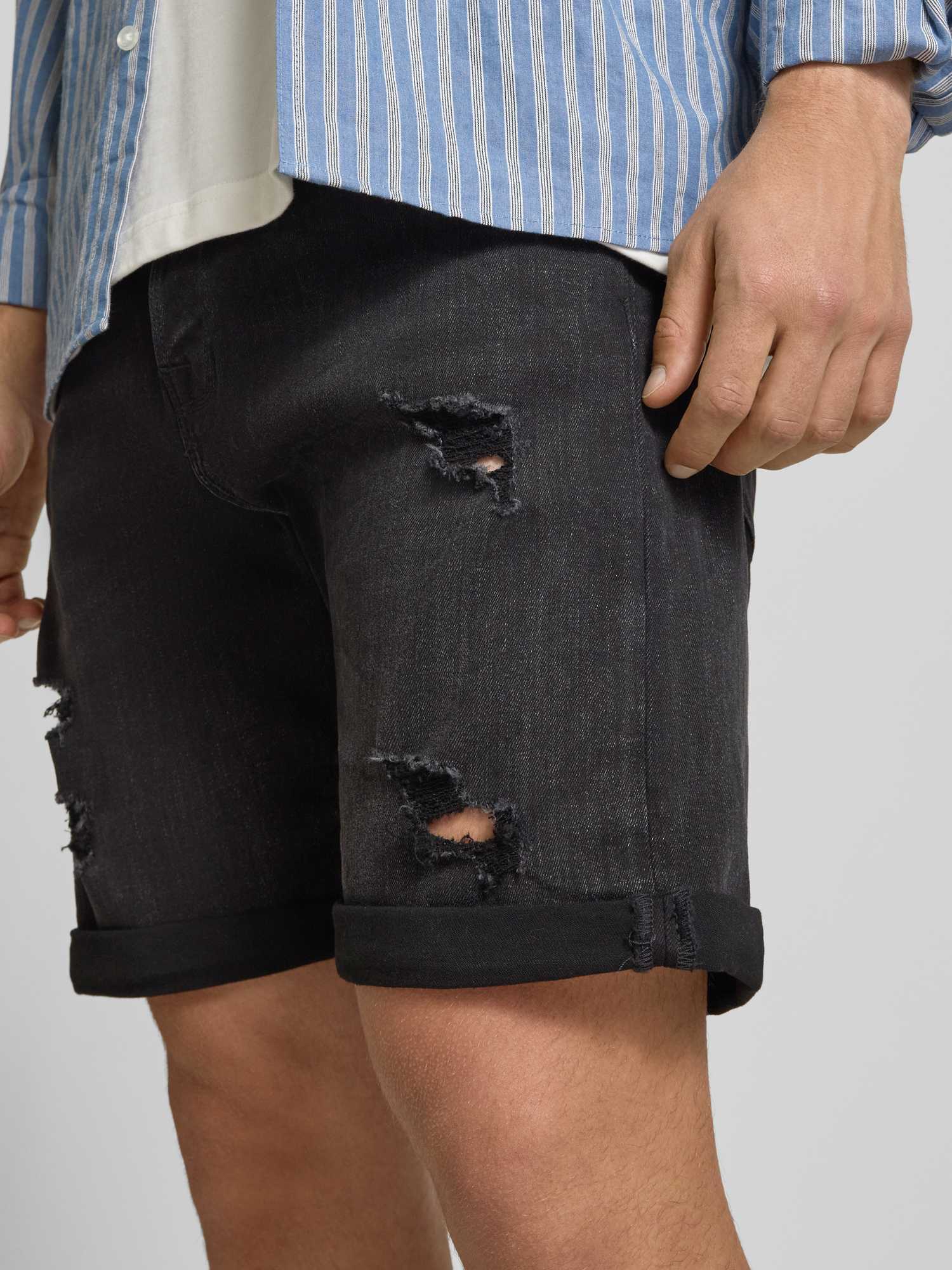 Jack & Jones Herren Schwarz Jeansshorts Rick 12269608 Regular Fit - Bild 6