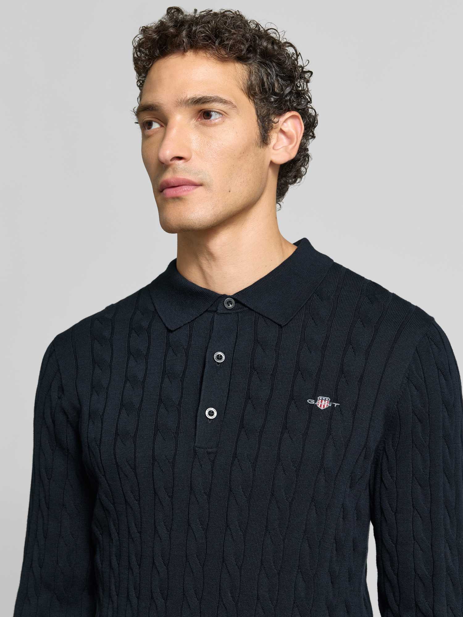 Gant Herren Evening Blau Zopfstrick Polopullover Aus Baumwolle (Xxl) - Bild 7