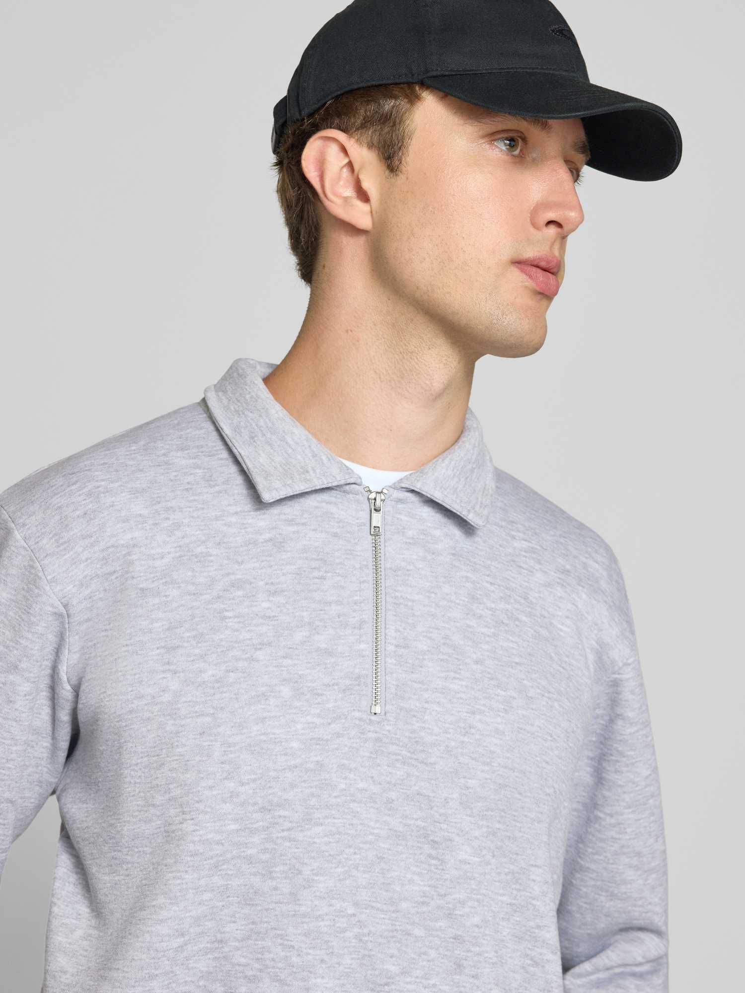 Jack & Jones Herren Grau Sweatshirt Mit Viertelreißverschluss Und Kragen In - Bild 2