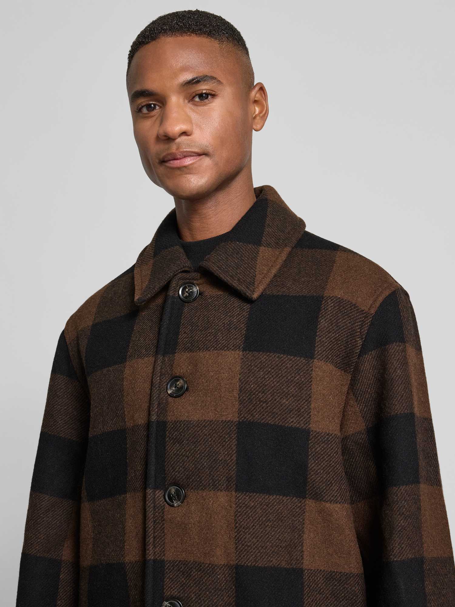 Tommy Hilfiger Herren Black / Pure Brown Karierte Chore Jacke Aus Wollmix - Bild 3