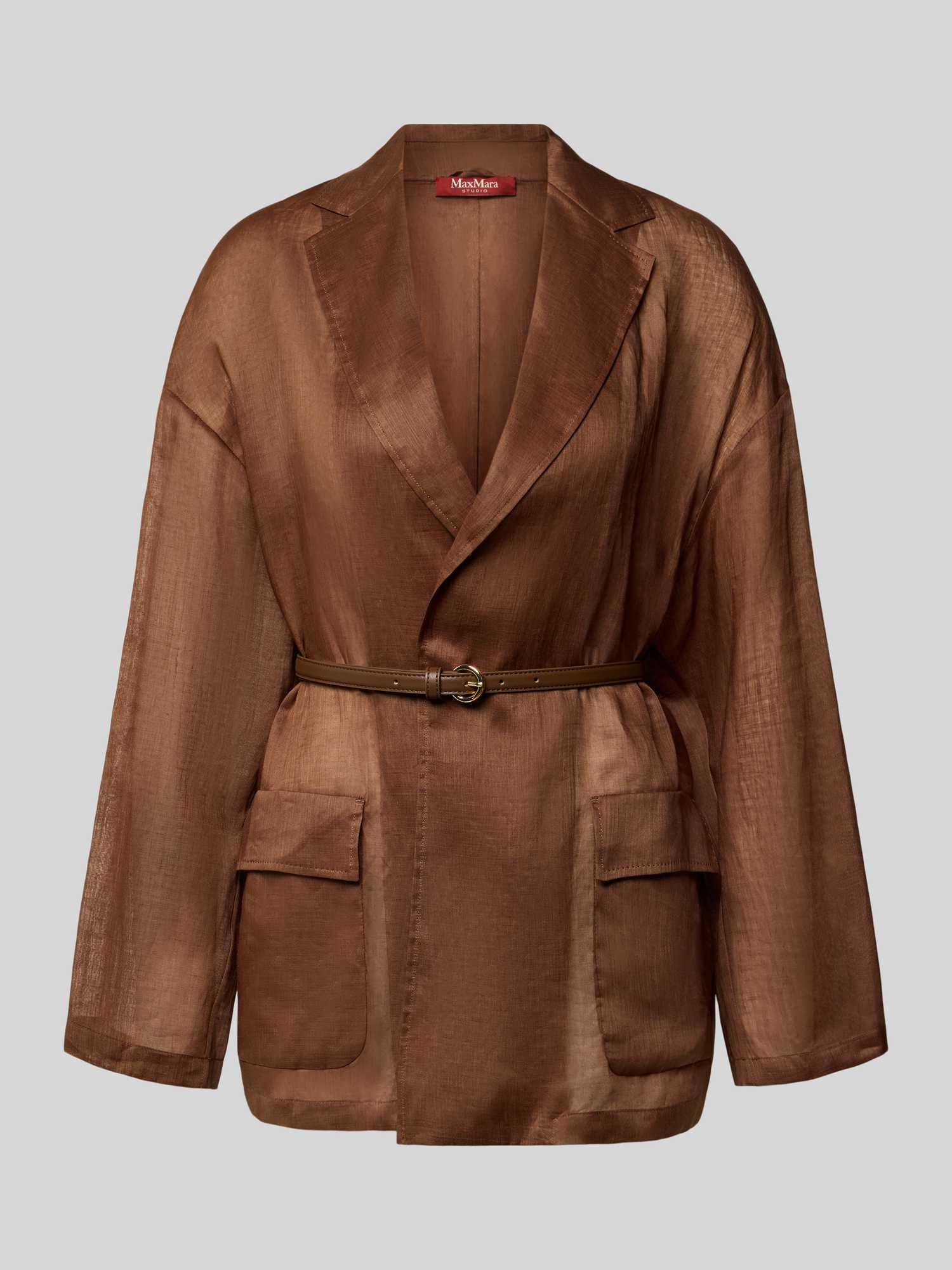 Max Mara Studio Max Mara Dames Lange Blazers In Bruin Maat 40 