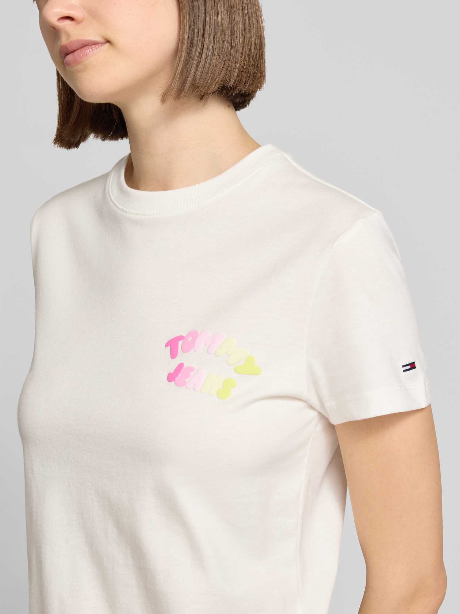 VAN GRAAF Tommy Jeans Damen Ecru T-Shirt Baumwolle Weiß, Klein - Bild 2