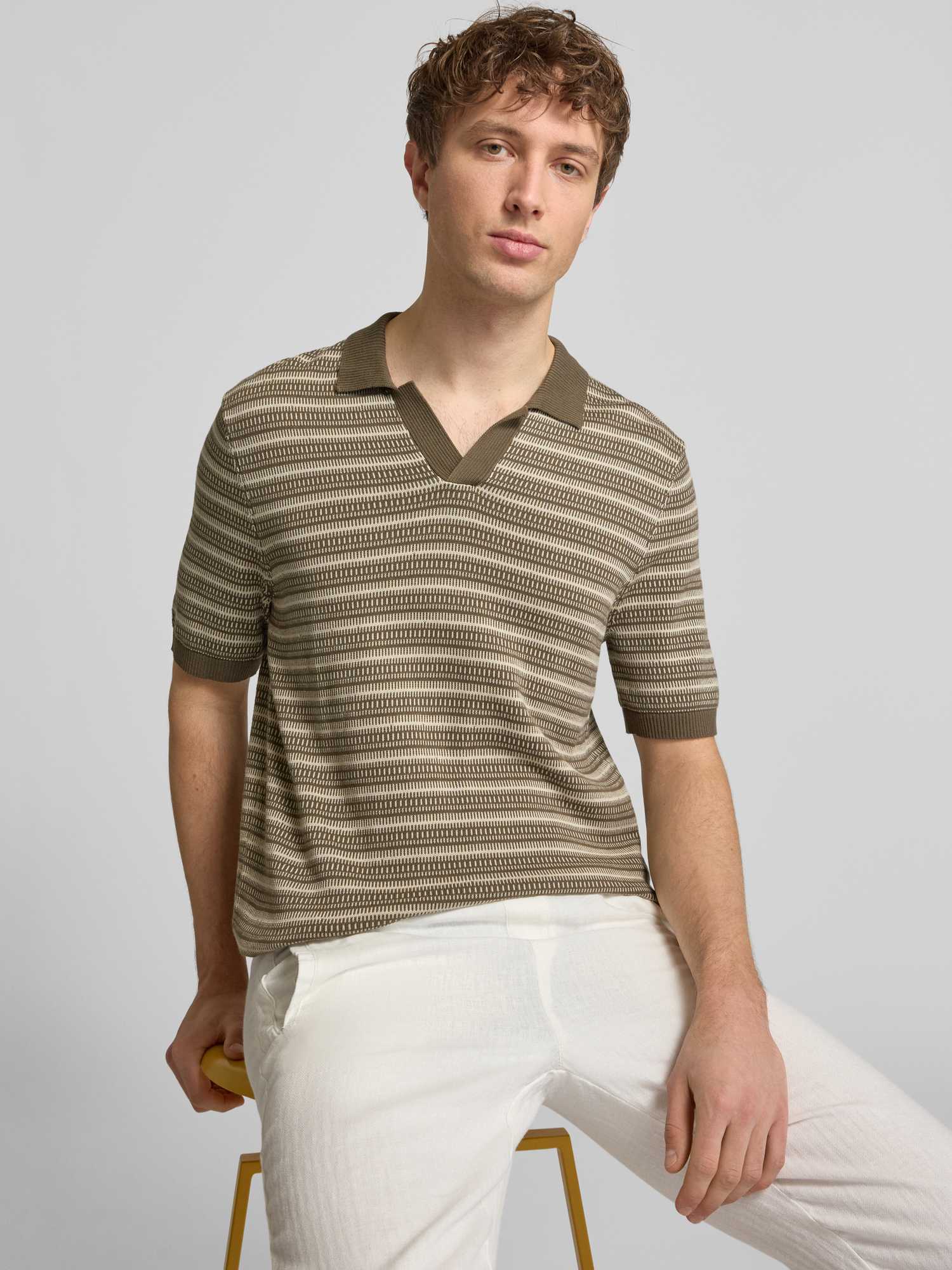 Only & Sons Herren Poloshirt Regular Fit Bio-Baumwolle Beige Gr. M - Bild 2