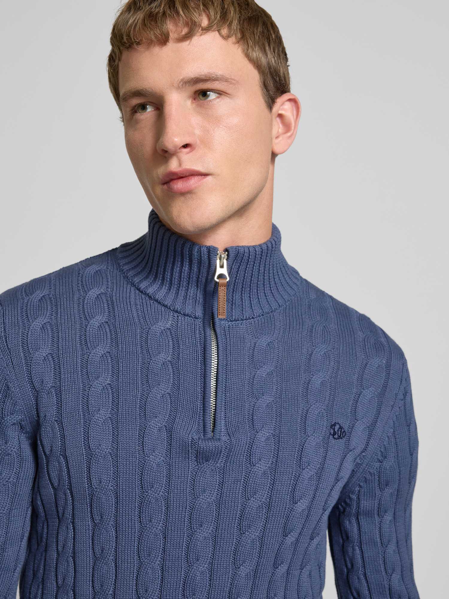 Superdry Blau Pullover 1/2 Reißverschluss Classic Cable - Bild 3