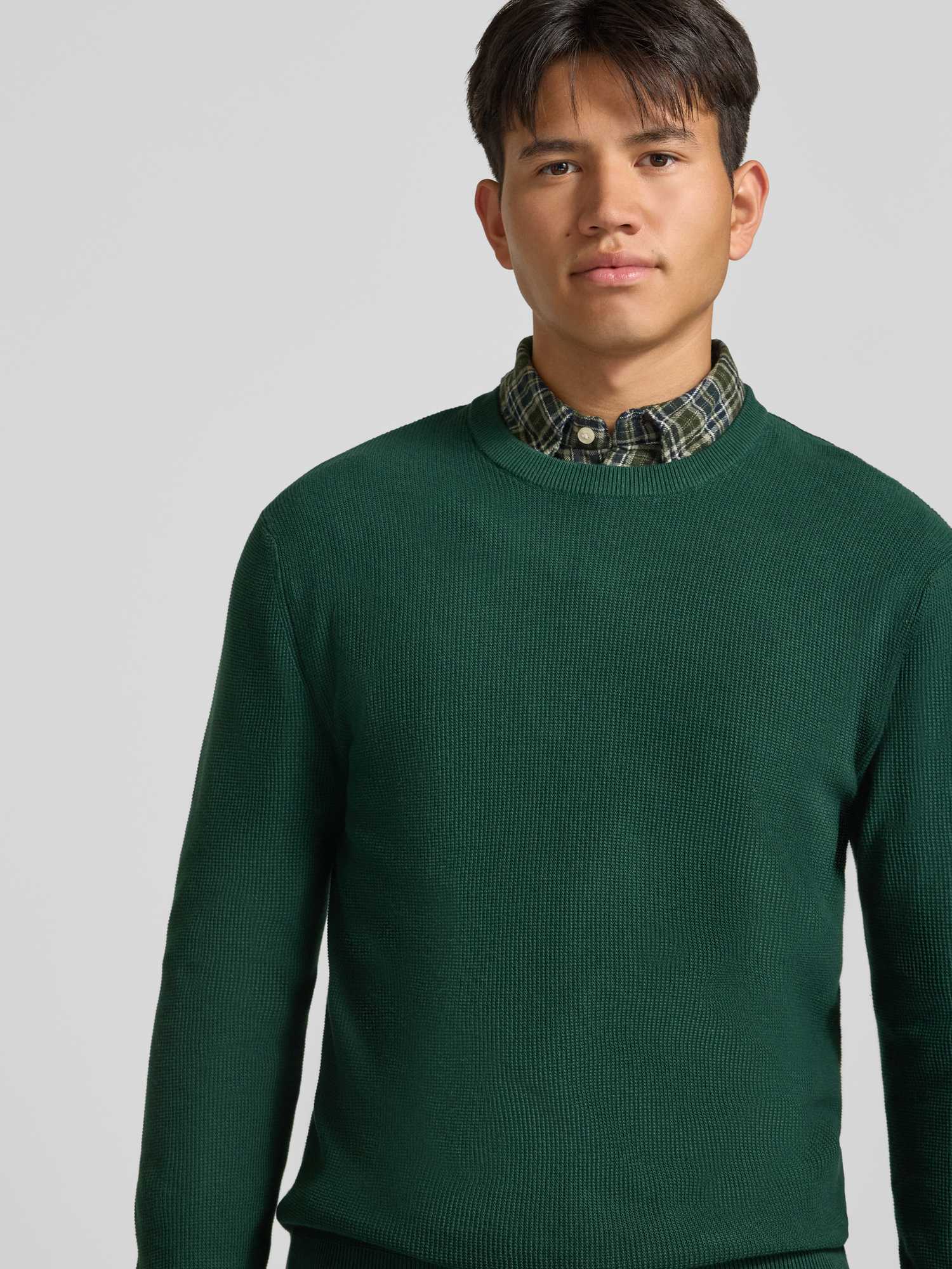 Only & Sons Herren Grün Rundhalspullover "Onstony Ds 12 Ls Waffle Crew Knit", Gr. M, (Pine Grove), Strick, Obermaterial: 100% Baumwolle, Unifarben... - Bild 3