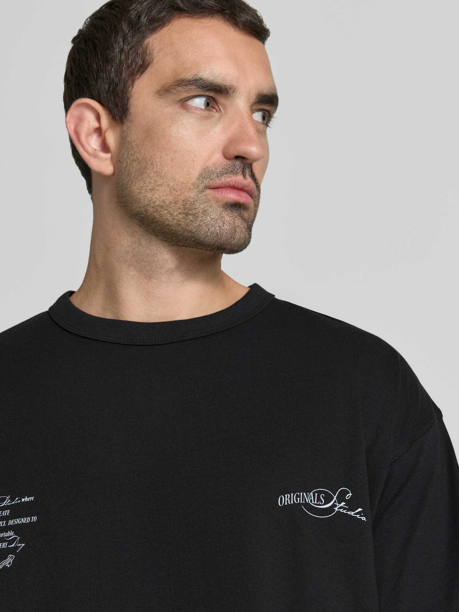 Jack&Jones - Jorsanremo Typo Tee Ss Crew Neck Sn Black - Gr. - M - Bild 2