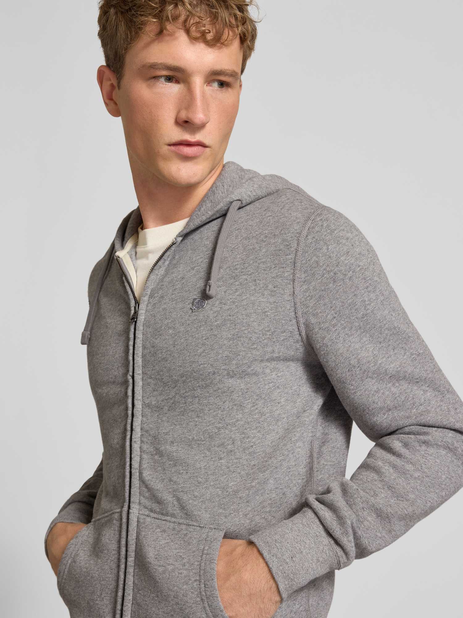 Superdry Sweatjacke für Herren in Dunkelgrau Melange Größe XXXL mit Kapuze und Kängurutaschen - Bild 3