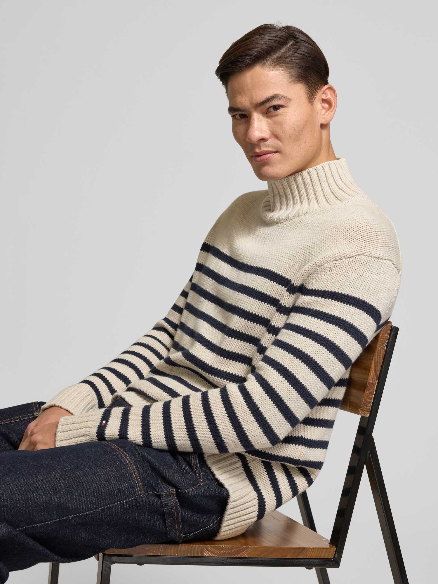 VAN GRAAF Tommy Hilfiger Herren Ecru Strickpullover Baumwolle Mehrfarbig, Groß - Bild 5