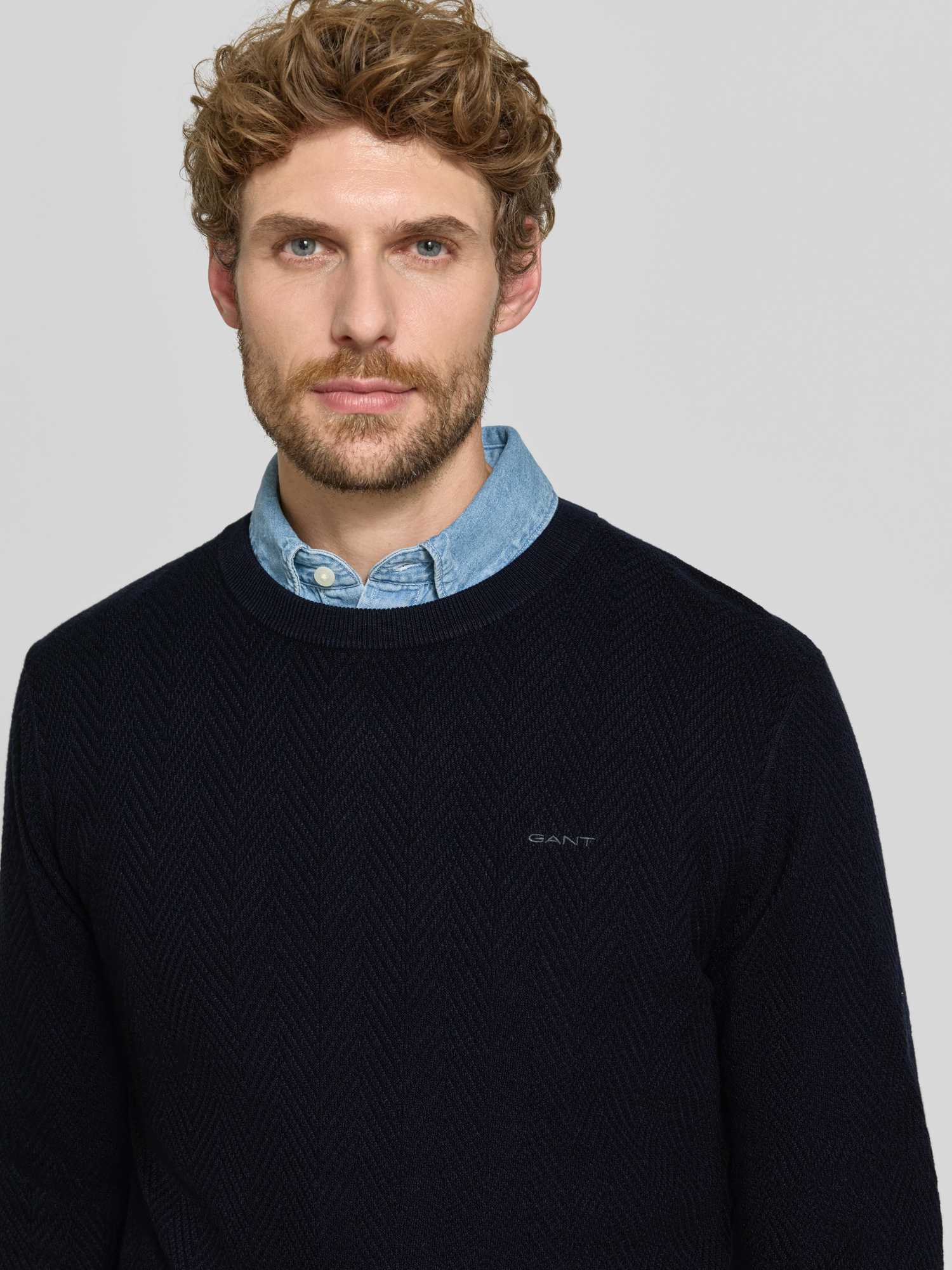 VAN GRAAF Gant Herren Marine Pullover Mit Woll-Anteil Baumwolle Blau, Extra Groß - Bild 2