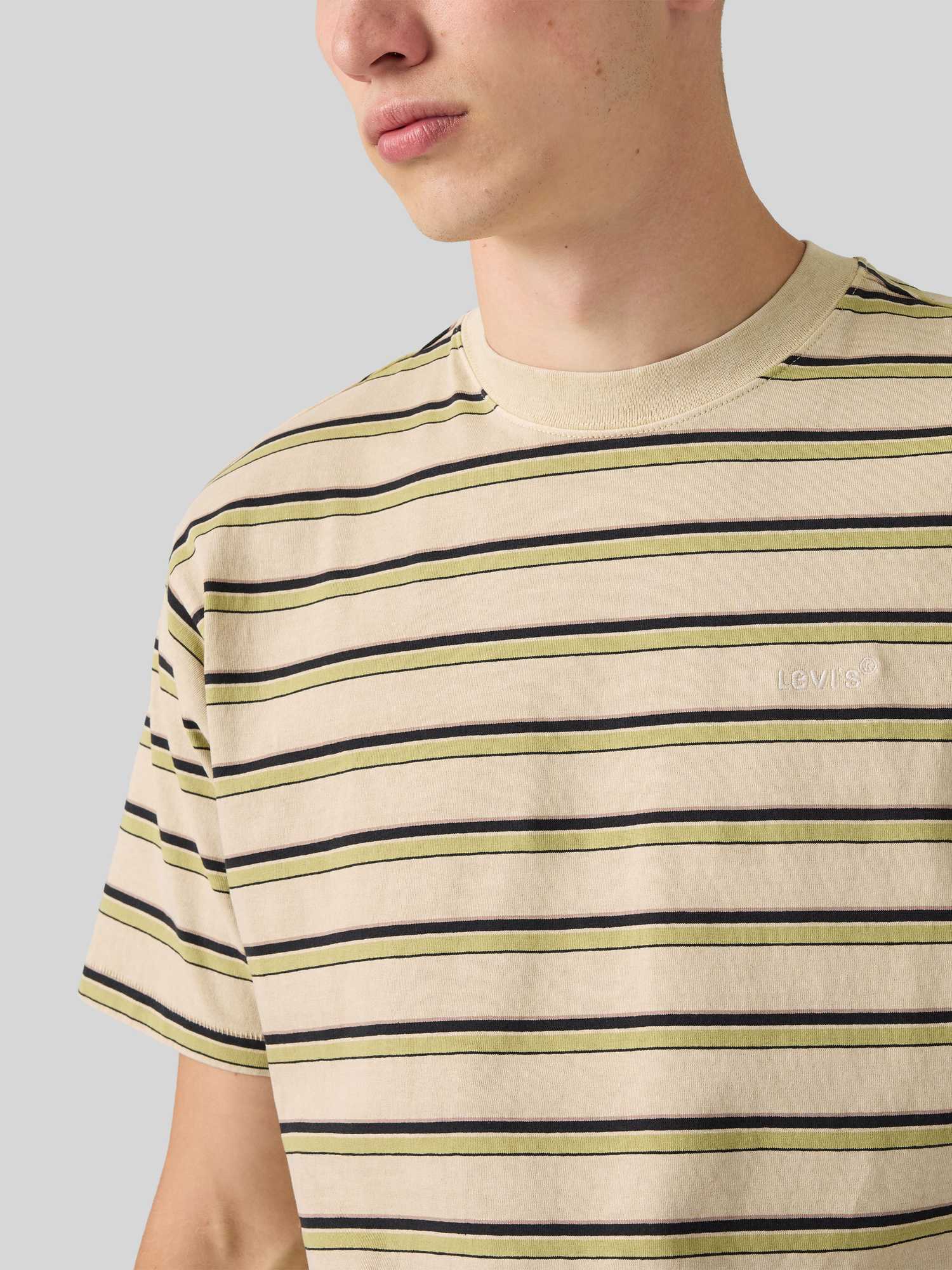 Levi's Herren Blau Workwear Gestreiftes T-Shirt In Beige - Bild 3