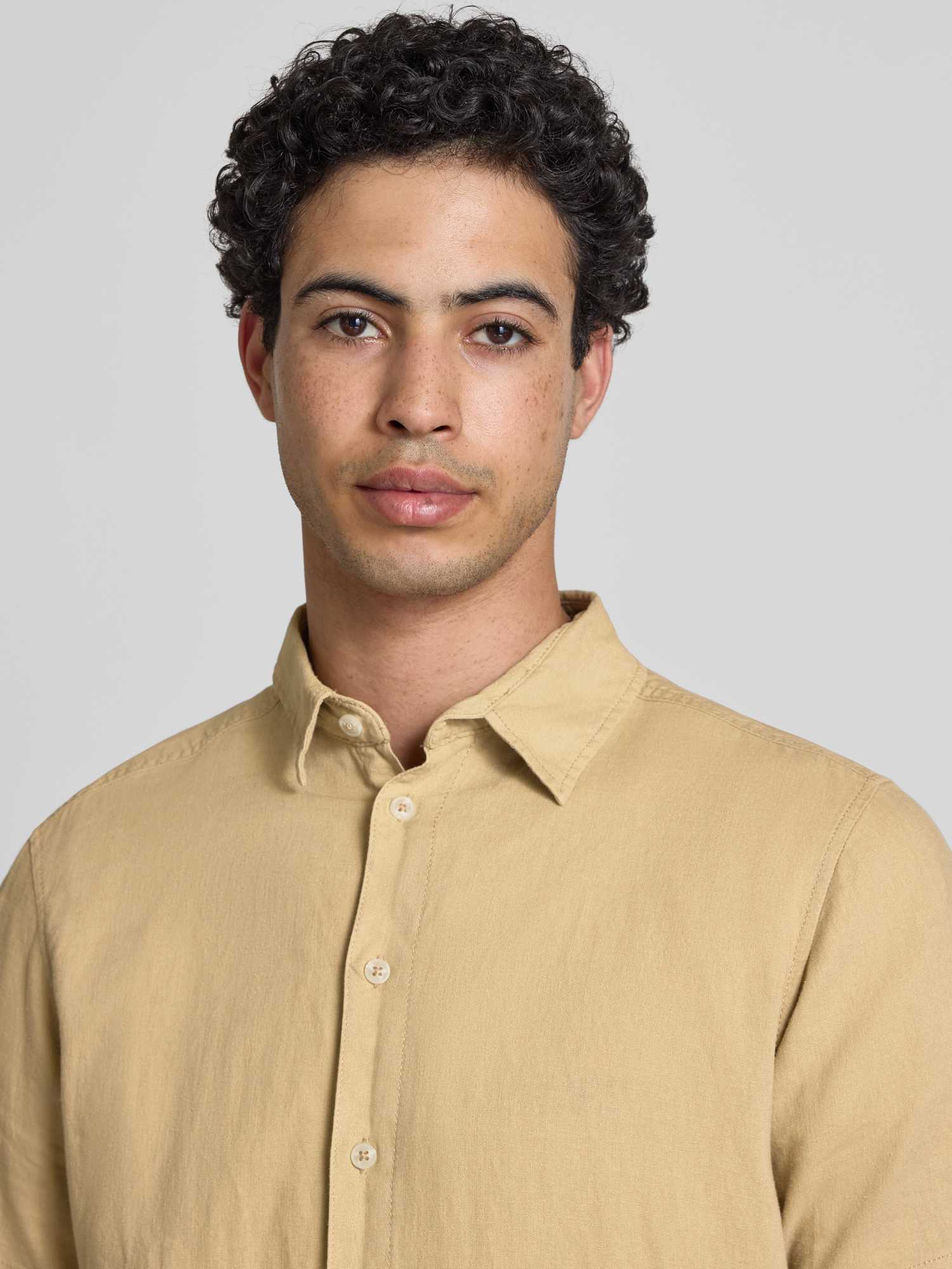 Blend Herren Freizeithemd Slim Fit Leinen-Mix Beige Gr. XL - Bild 2