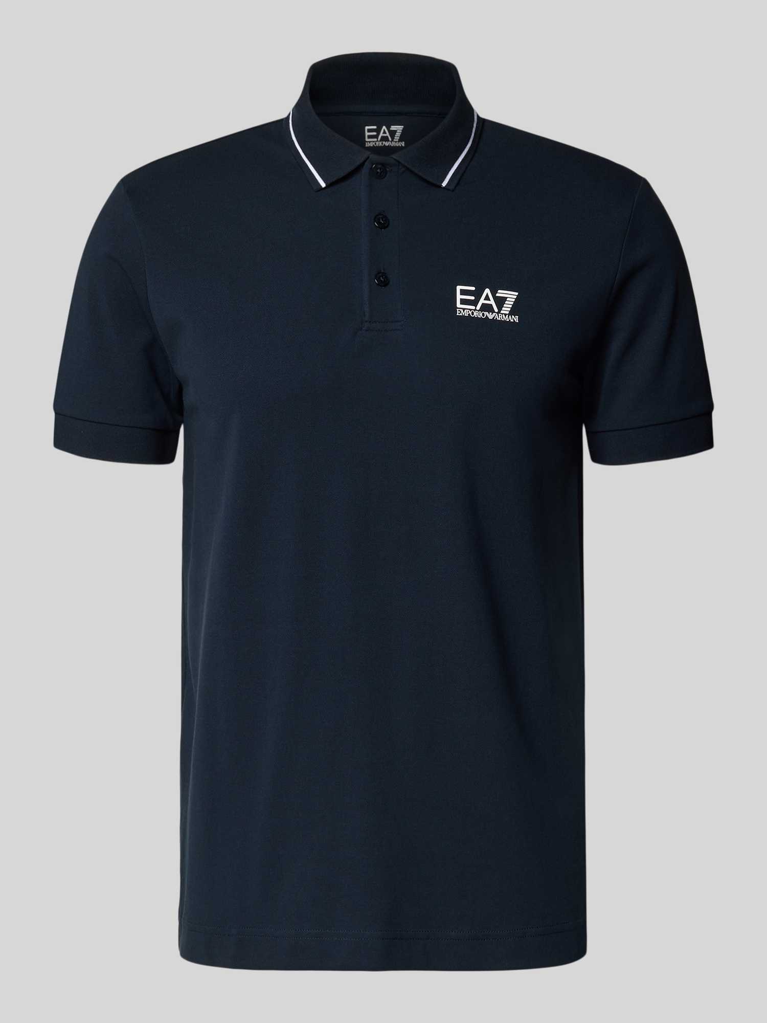 Ea7 Emporio Armani Herren Dunkelblau Regular Fit Poloshirt Mit Logo-Print Xxl