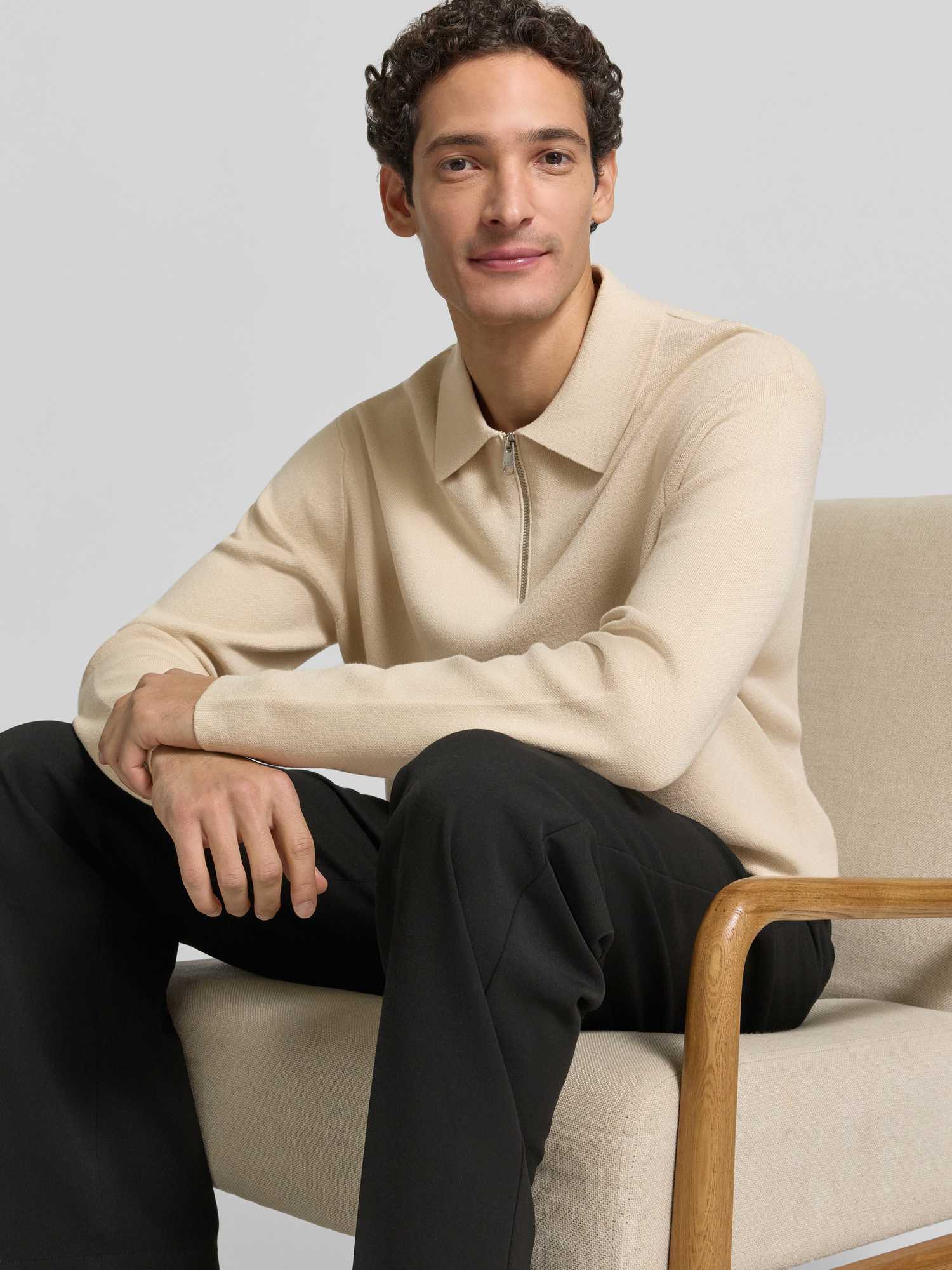 Selected Herren Pullover mit Polokragen in Beige, Größe L aus Viskose - Bild 6