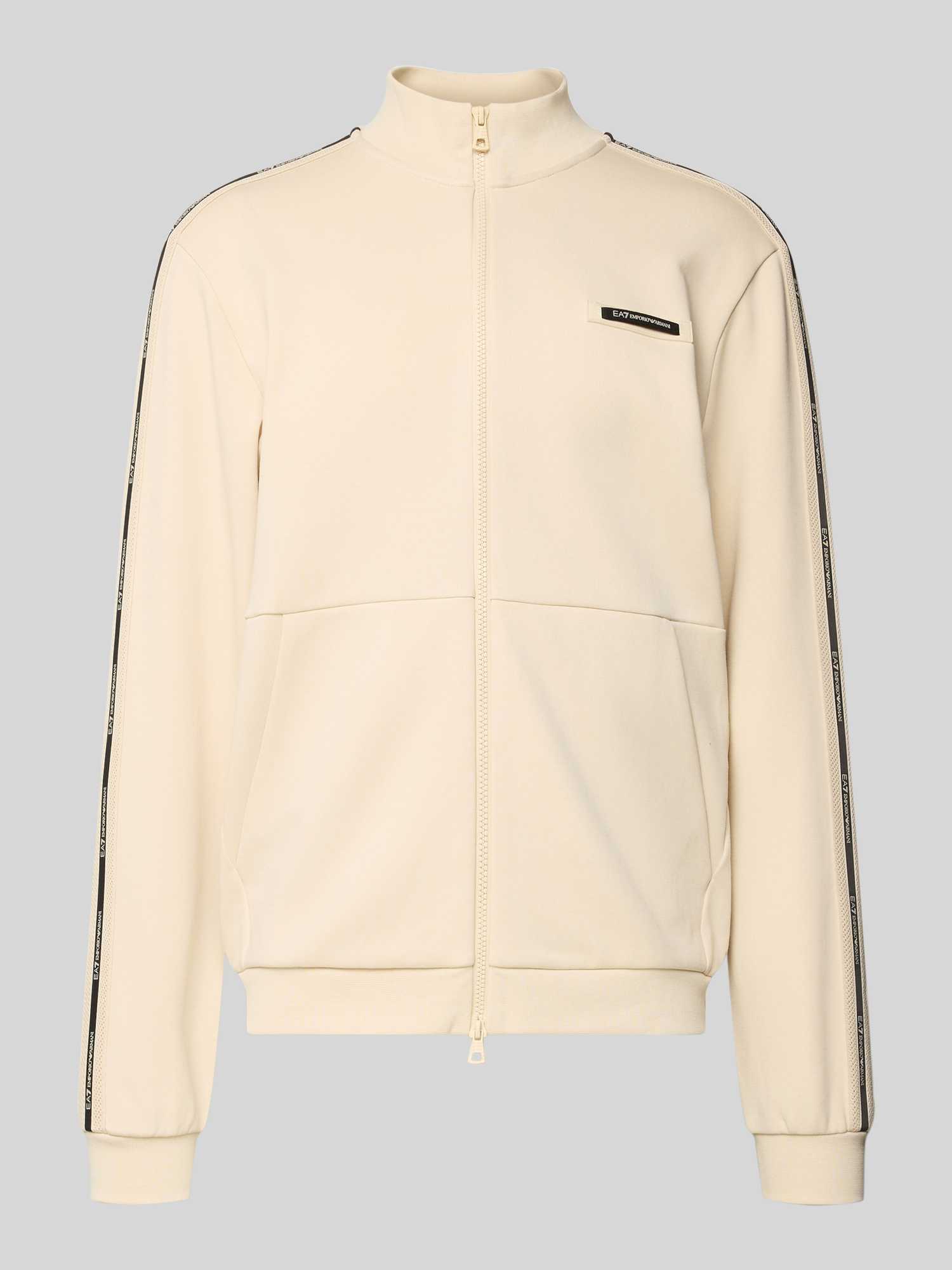 Ea7 Emporio Armani Herren Sand Sweatjacke Mit Stehkragen Und Zweiwege-Reißverschluss Klein