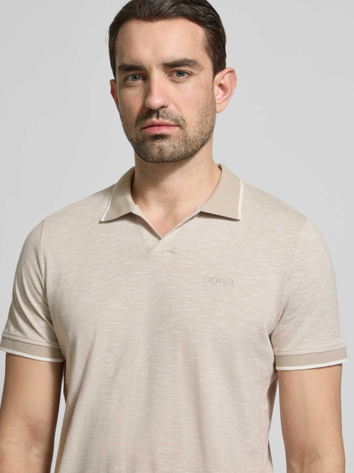 Joop! Herren Beige Polo-Shirt Baumwoll-Jersey Meliert - Bild 3