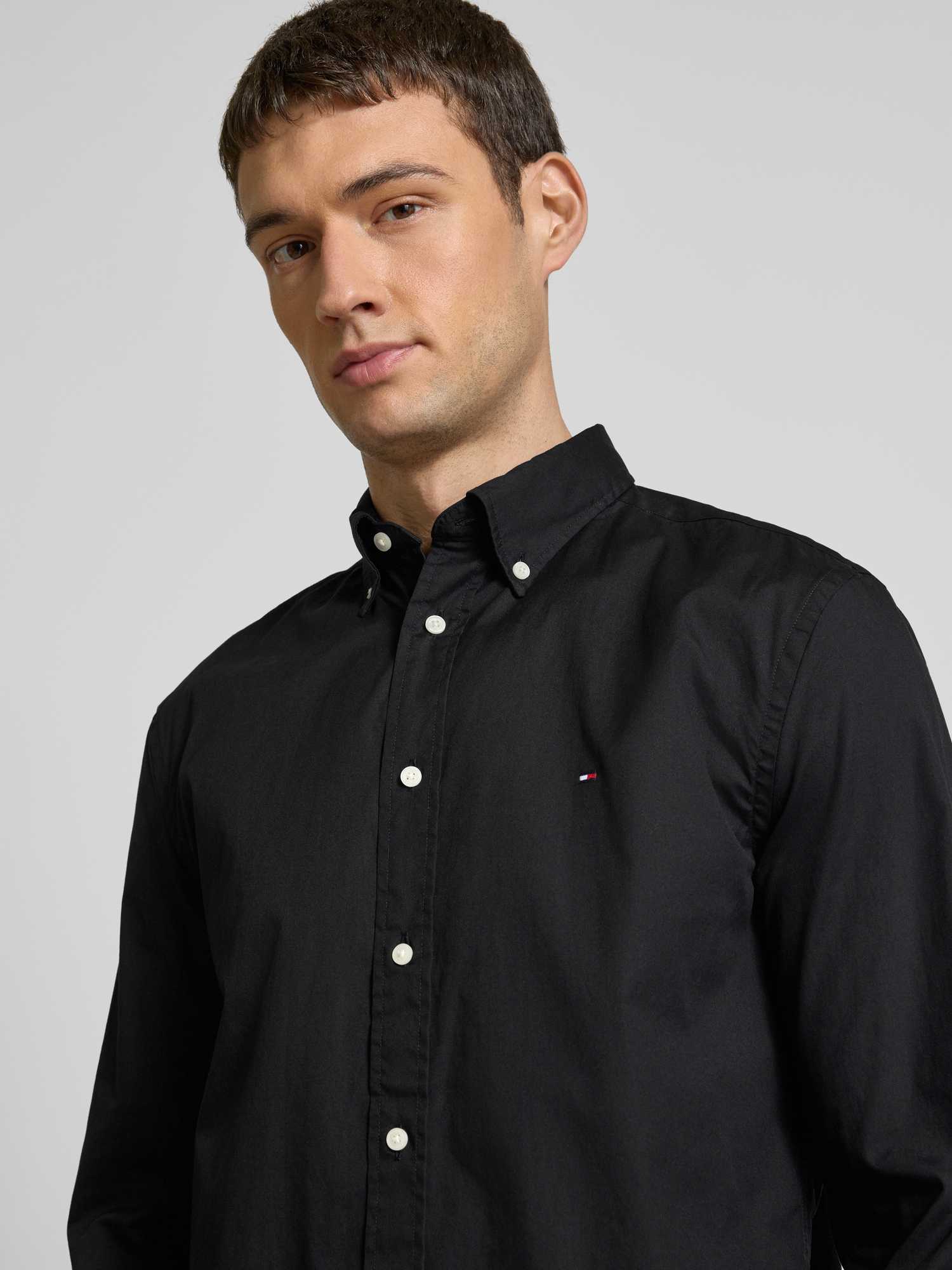 Tommy Hilfiger Herren Schwarz Langarmhemd "Core Flex Poplin Solid Regular Fit Shirt", Gr. Xl (54/56), N-Gr, Web, Obermaterial: 100% Baumwolle, Re... - Bild 6