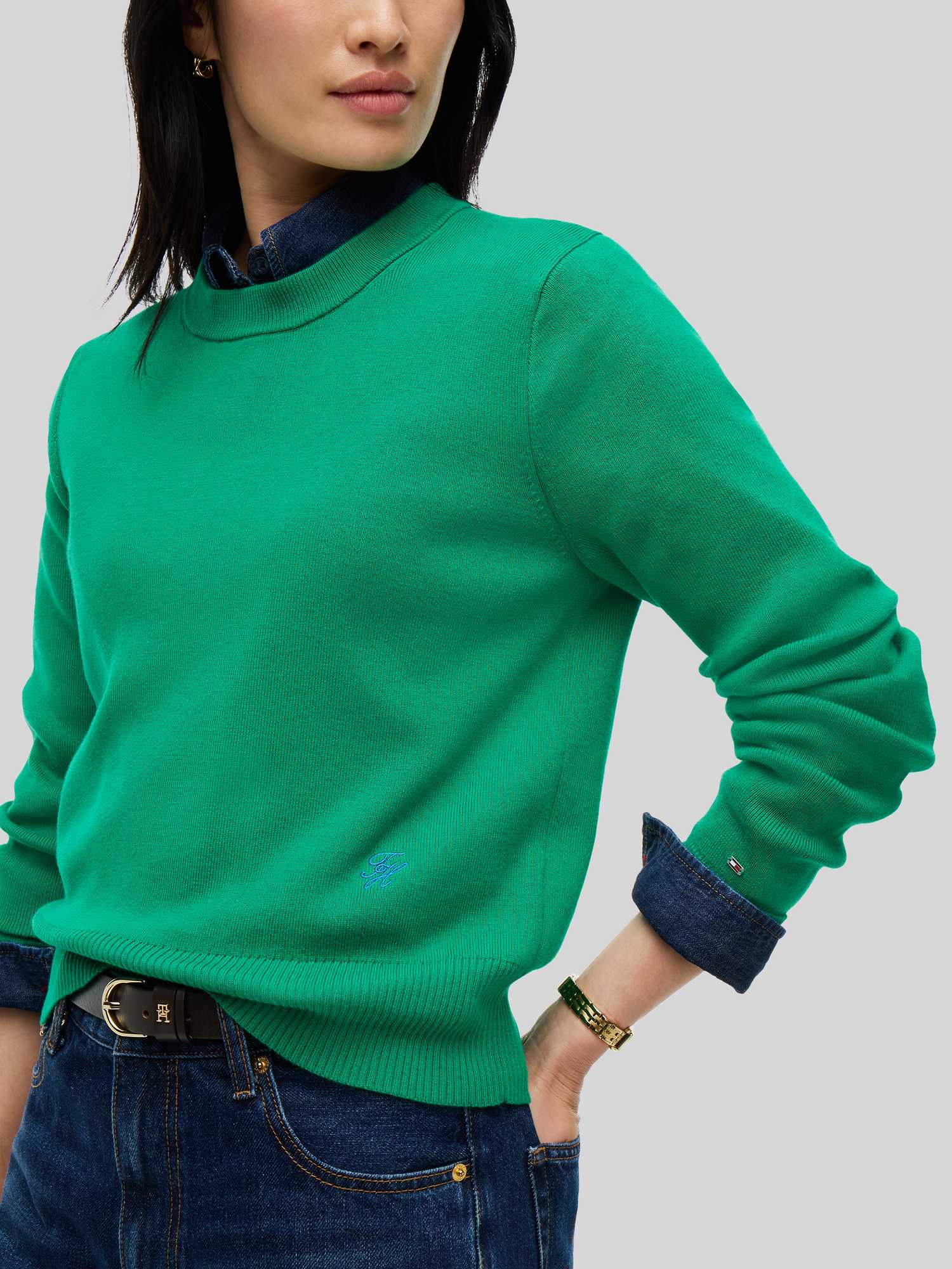 Tommy Hilfiger Damen Grün Pullover Ww0ww52298 Regular Fit - Bild 2