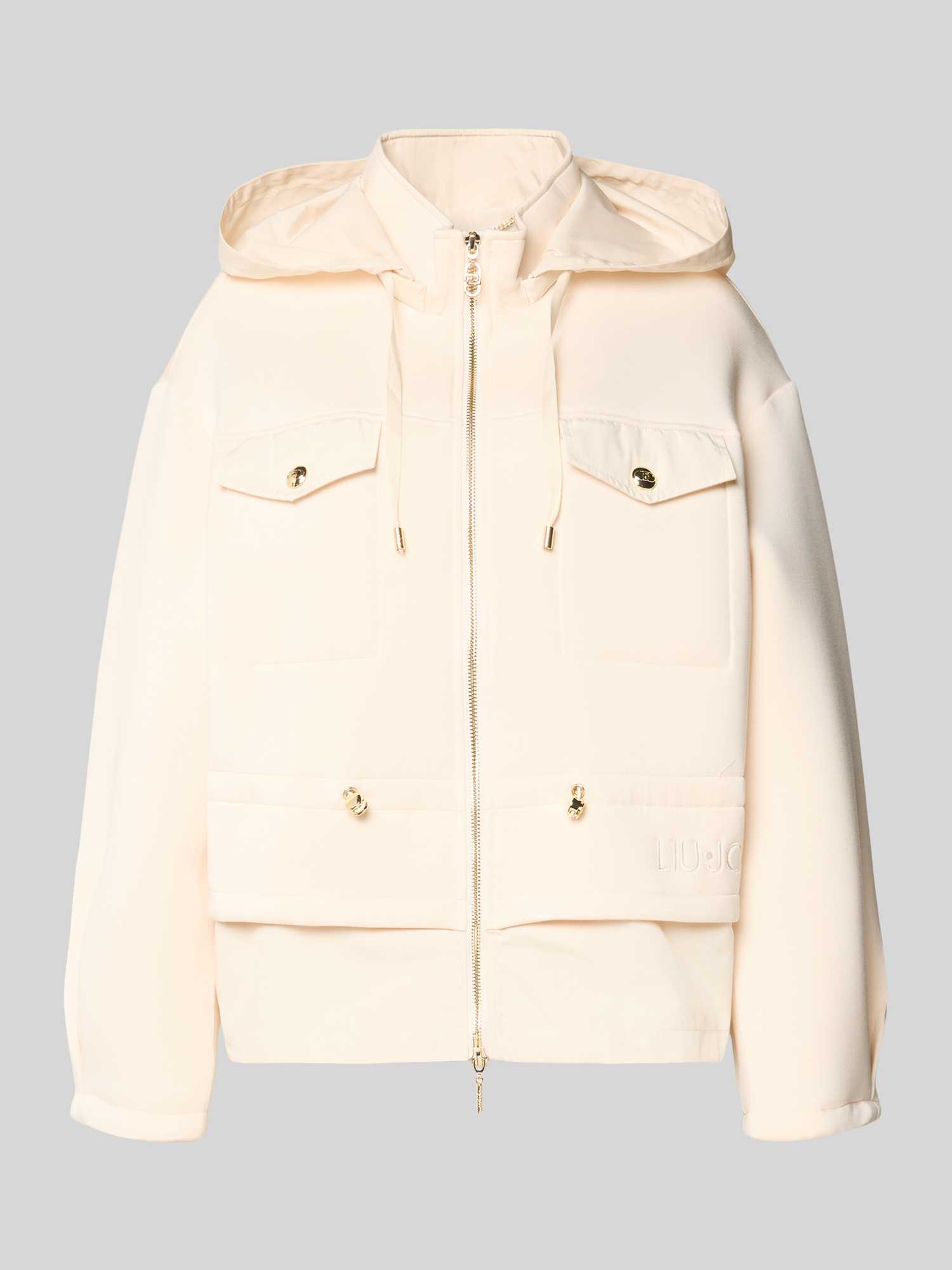 Liu Jo Sport Damen Ecru Jacke Mit Pattentaschen Und Kordelzug An Der Taille Extra Groß