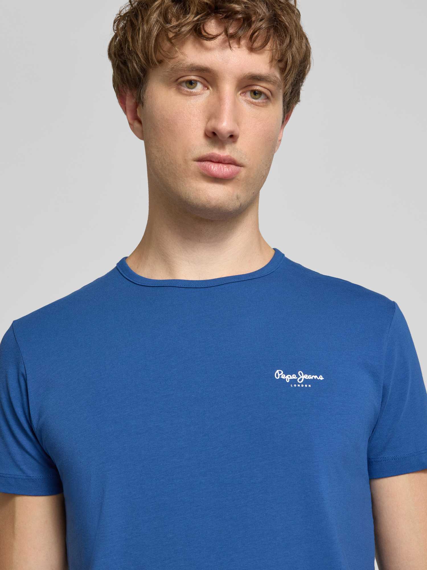 Pepe Jeans Herren Blau T-Shirt "Original Basic 3N", Gr. L, Ink Jersey, Obermaterial: 95% Baumwolle, 5% Elasthan, Unifarben, Slim Fit Normal, Rund... - Bild 5