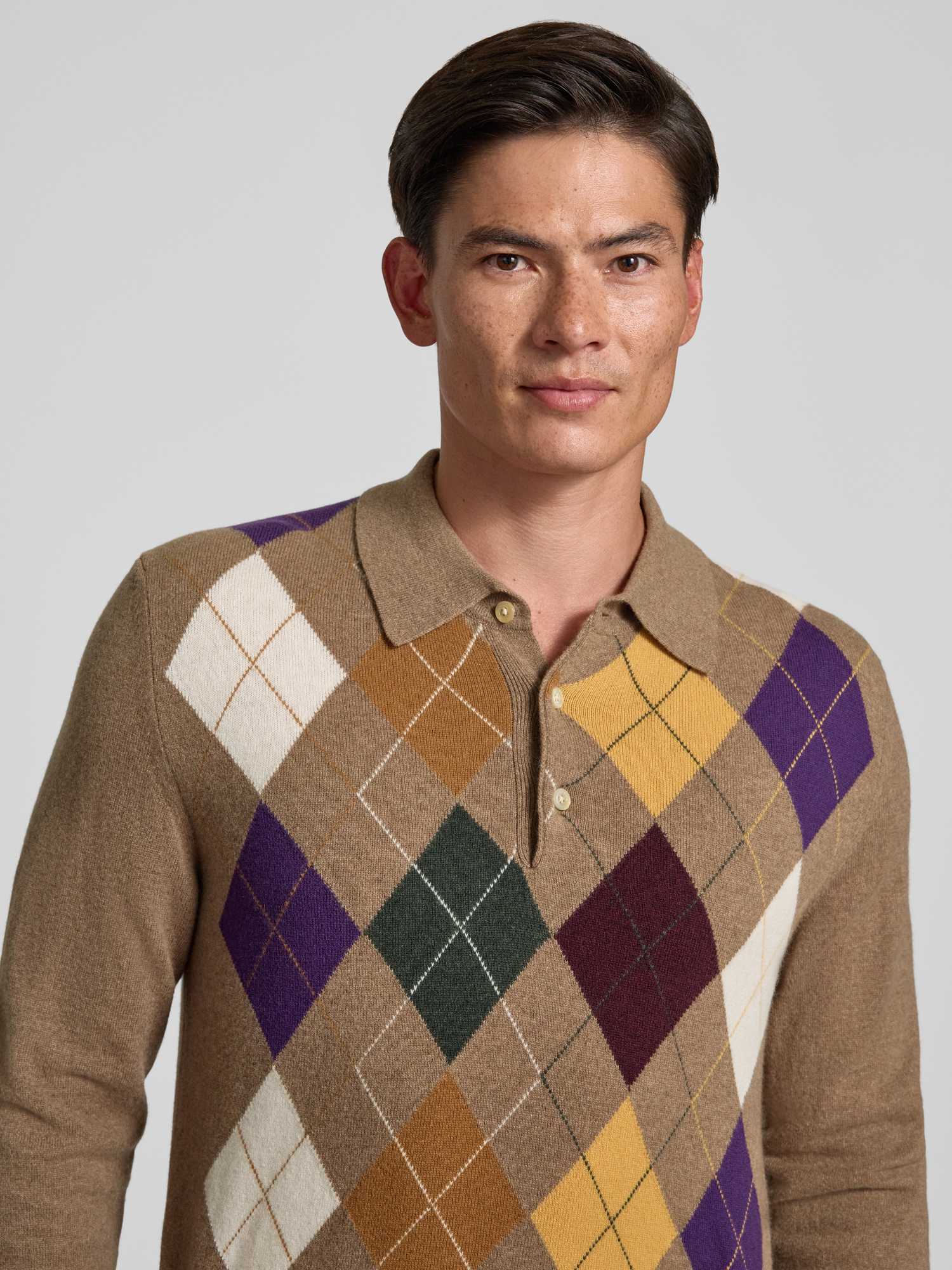 Gant Herren Light Braun Melange Argyle Polopullover Aus Ultrafeiner Lambswool (Xl) - Bild 4