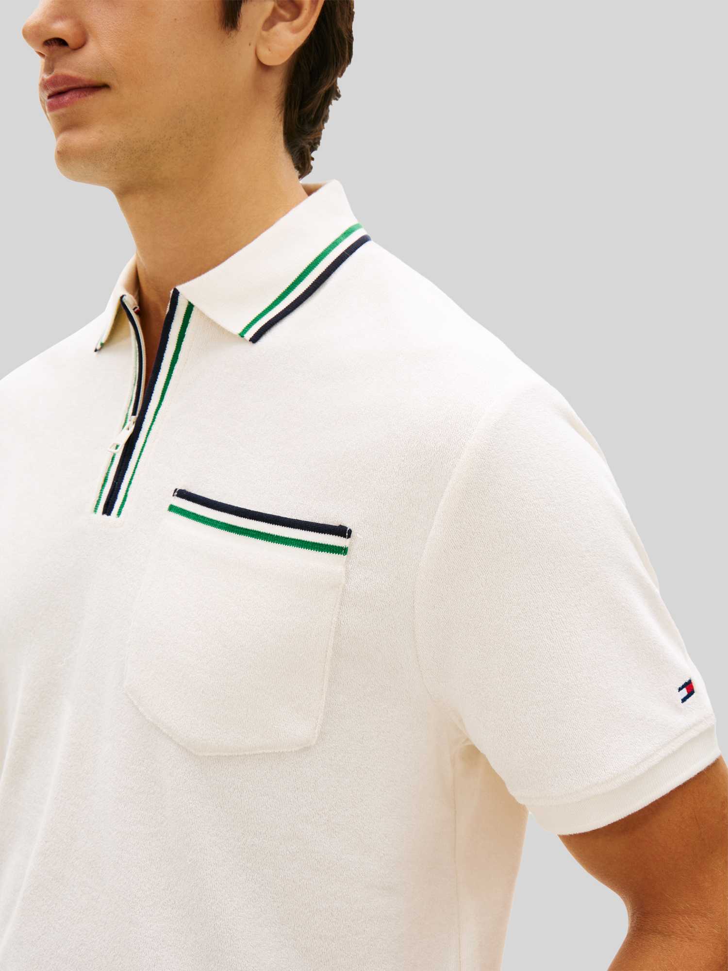 Tommy Hilfiger Herren Ivory Petal Classic Fit Reißverschluss Poloshirt - Bild 2