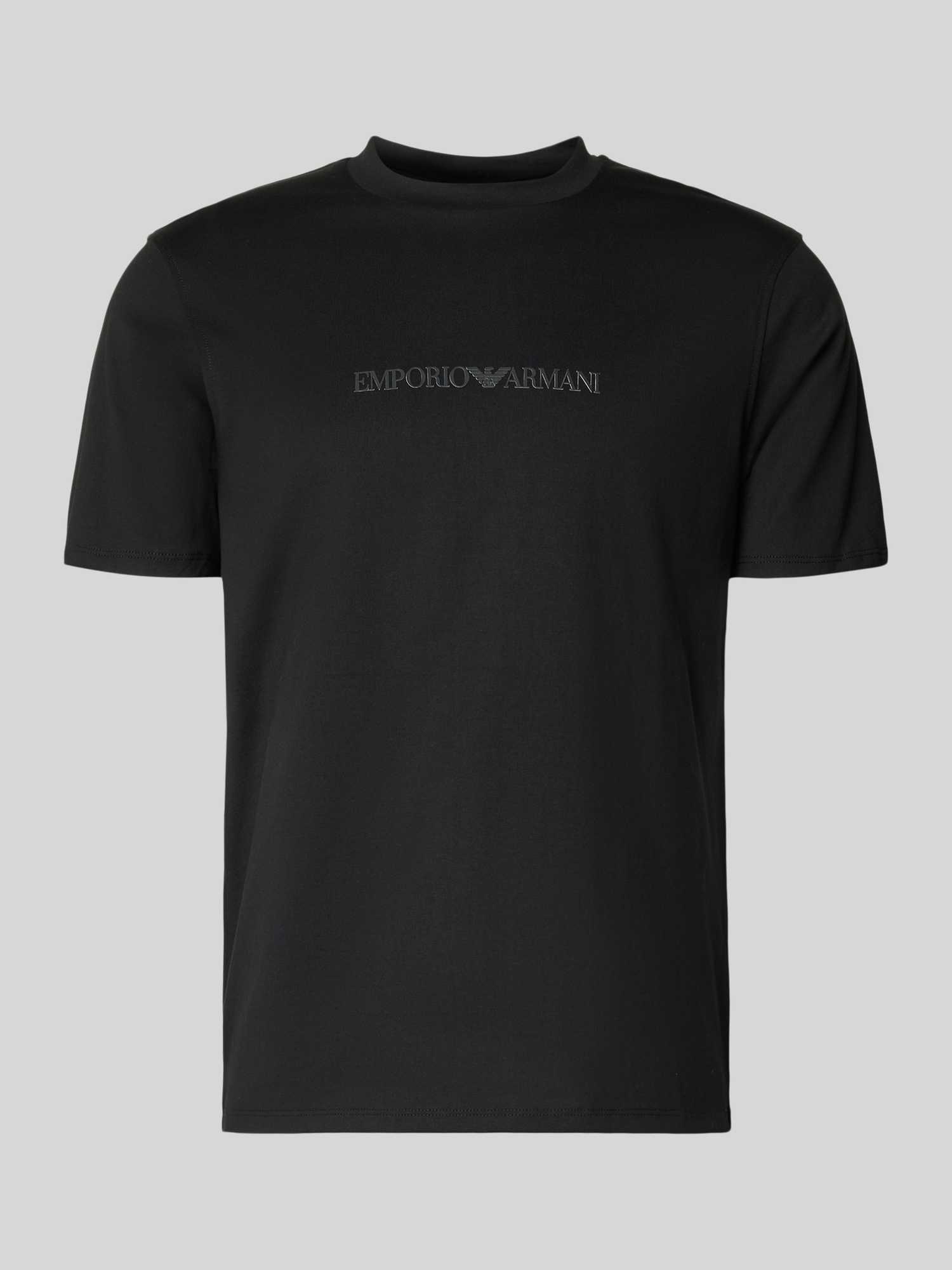 Emporio Armani Herren Schwarz Regular Fit T-Shirt Mit Logo-Detail Groß