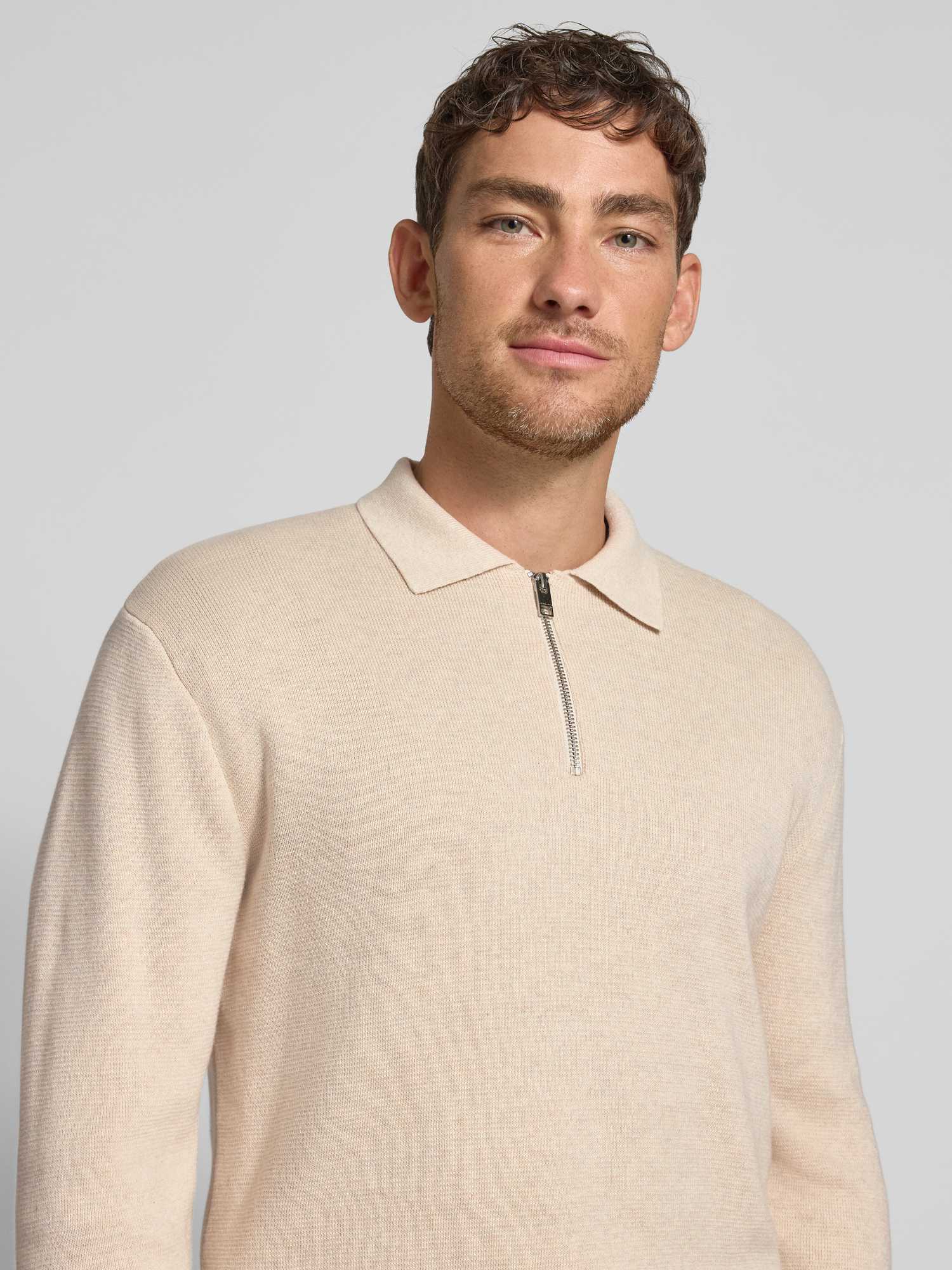 Jack & Jones Premium Herren Pullover Regular Fit Baumwolle L Offwhite Melange - Bild 3