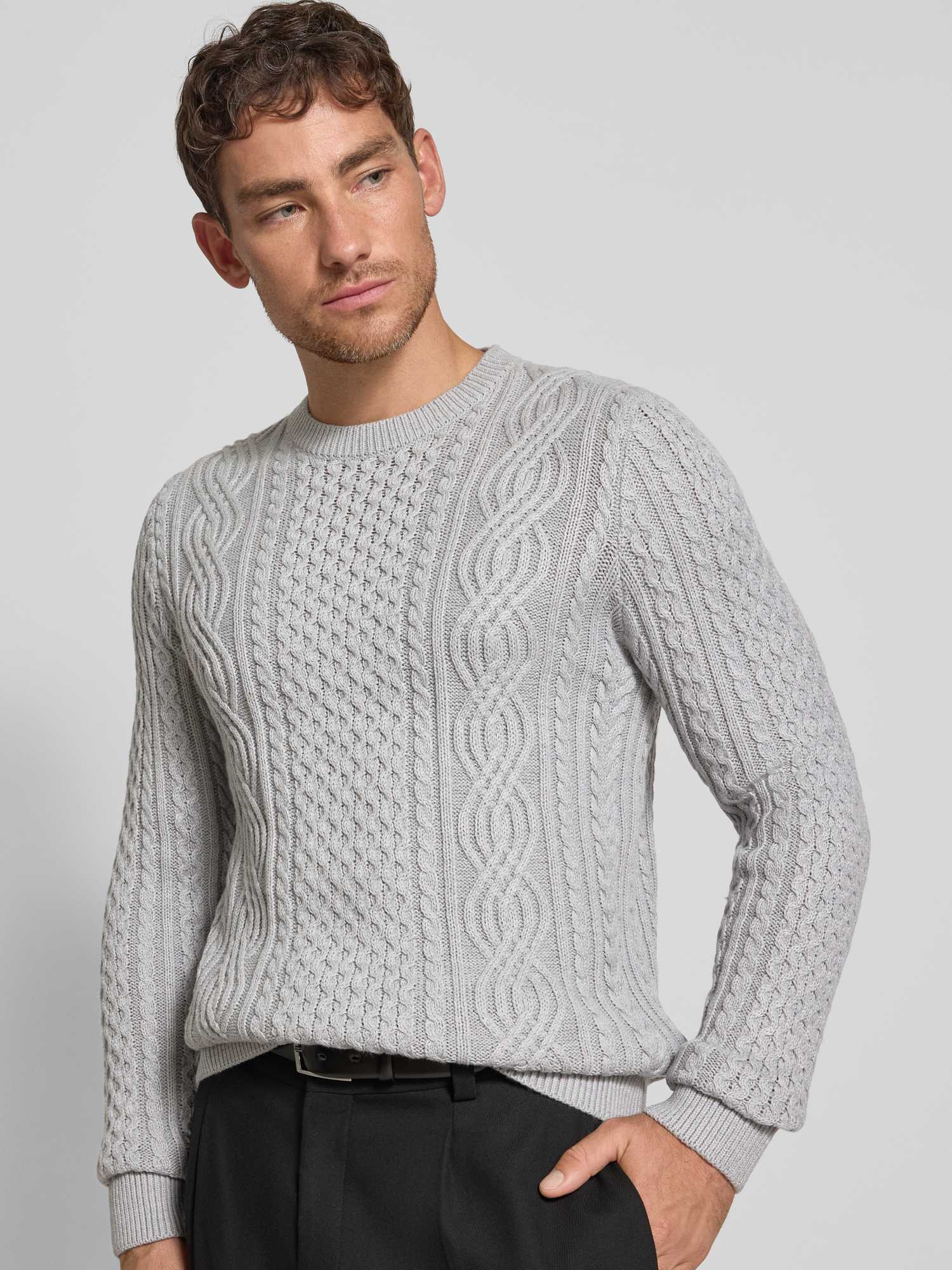 Jack & Jones Premium Herren Pullover Rundhals Baumwolle Mix Hellgrau Melange XXL - Bild 2