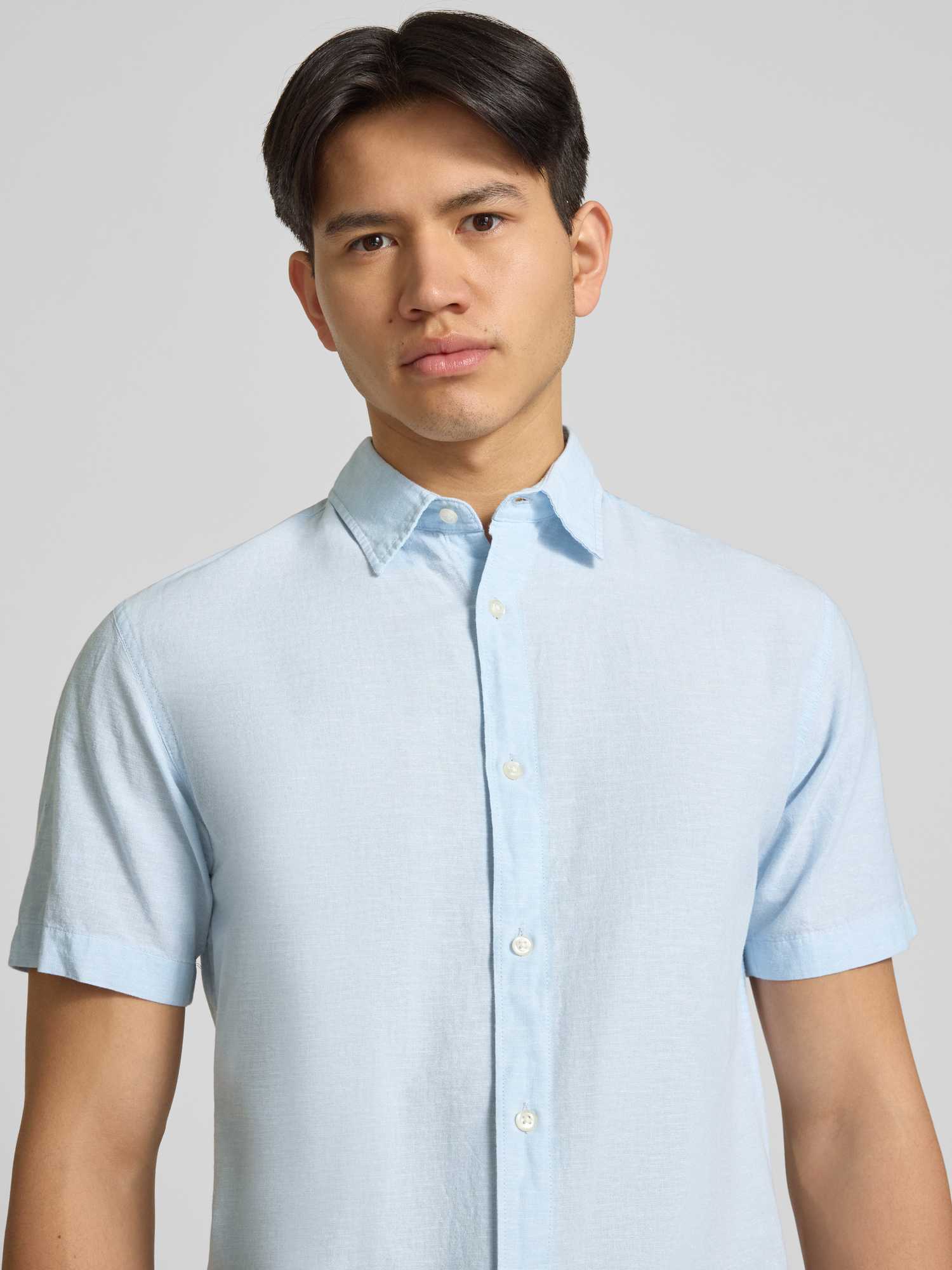 Jack & Jones Herren Blau – Kurzärmliges Hemd Aus Leinenmix In Hell - Bild 4