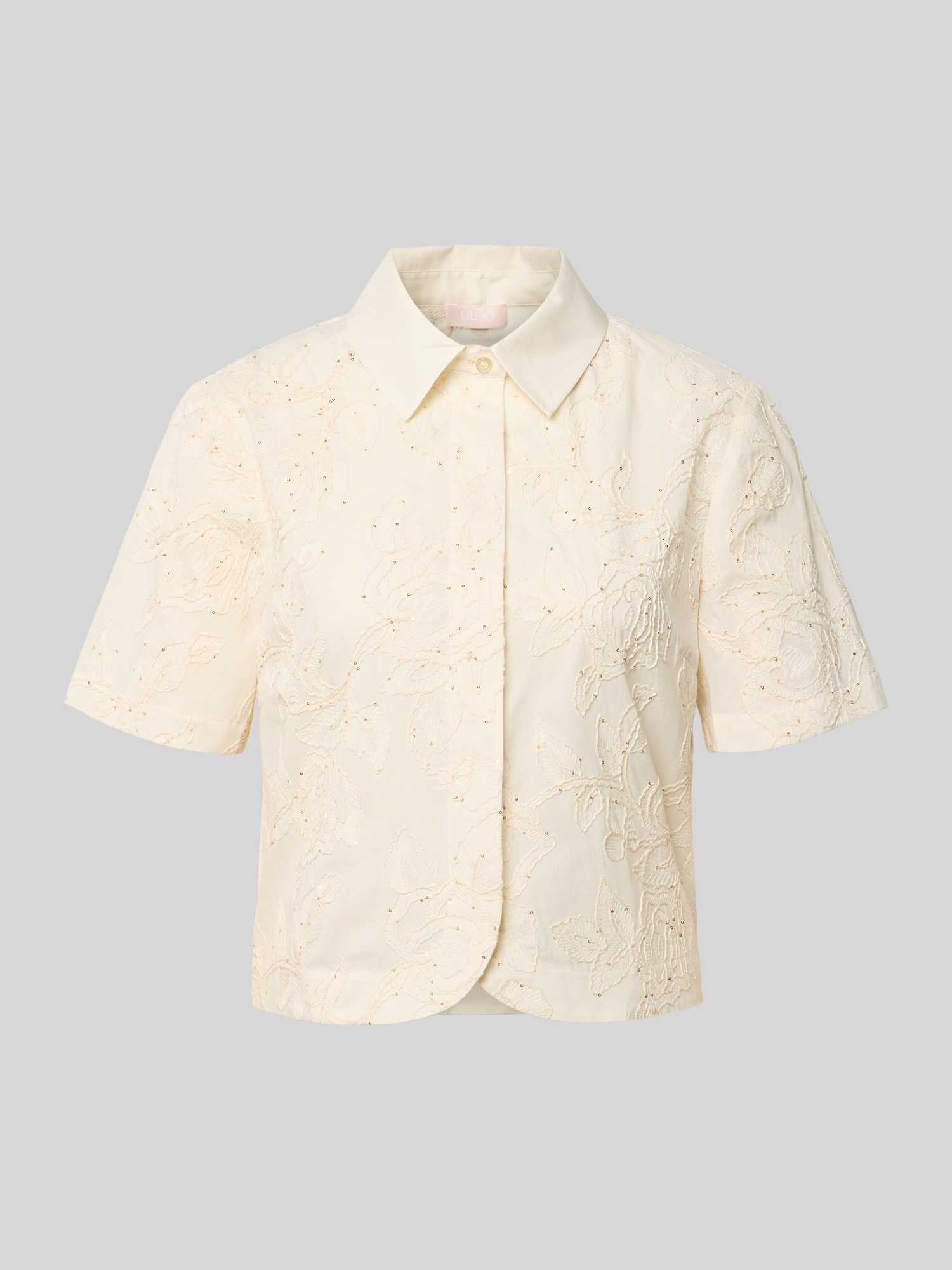 Liu Jo White Damen Ecru Regular Fit Bluse Mit Stitchings Und Pailletten Größe 40