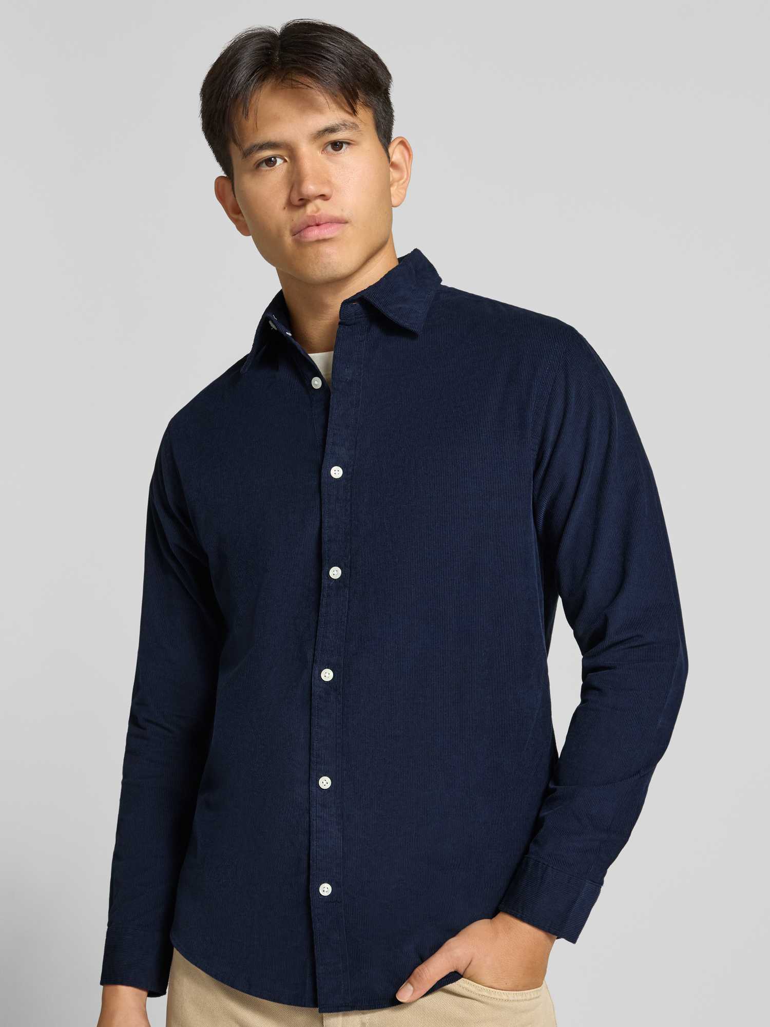 Jack & Jones Herren Dunkelblau Langarmhemd "Jjefield Cord Shirt Ls Sn", Gr. S, N-Gr, Navy Blazer, Web, Obermaterial: 100% Baumwolle, Unifarben, Regular Fit N... - Bild 2