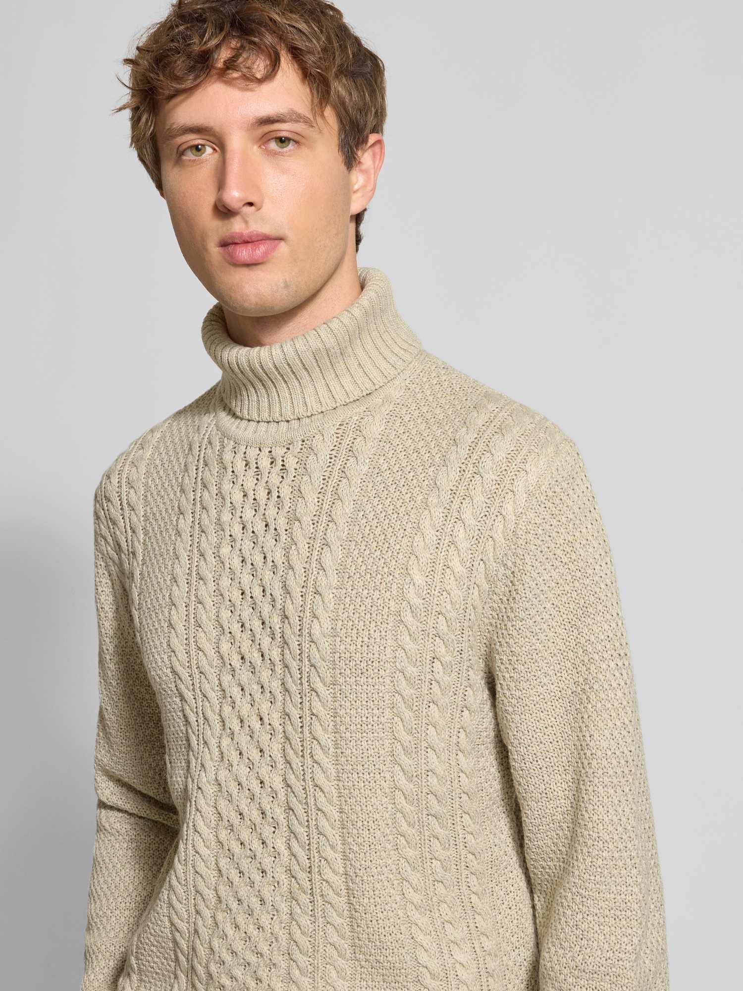 Jack & Jones - Pullover - Zopfmuster - Baumwoll-Mix - Offwhite Melange - Gr. XL - Bild 3
