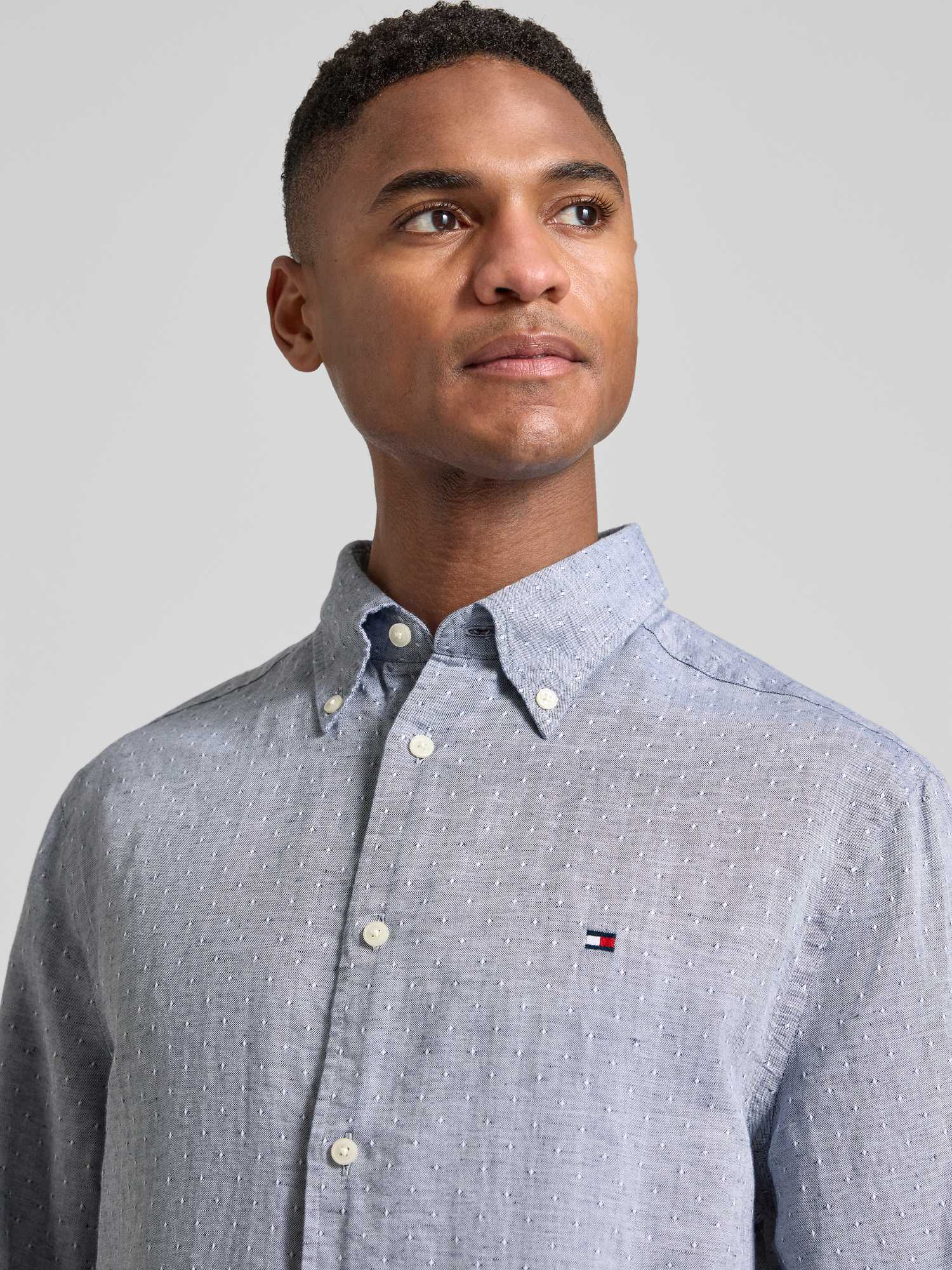 Tommy Hilfiger Herren Hemd Baumwolle Leinen Marine M - Bild 2